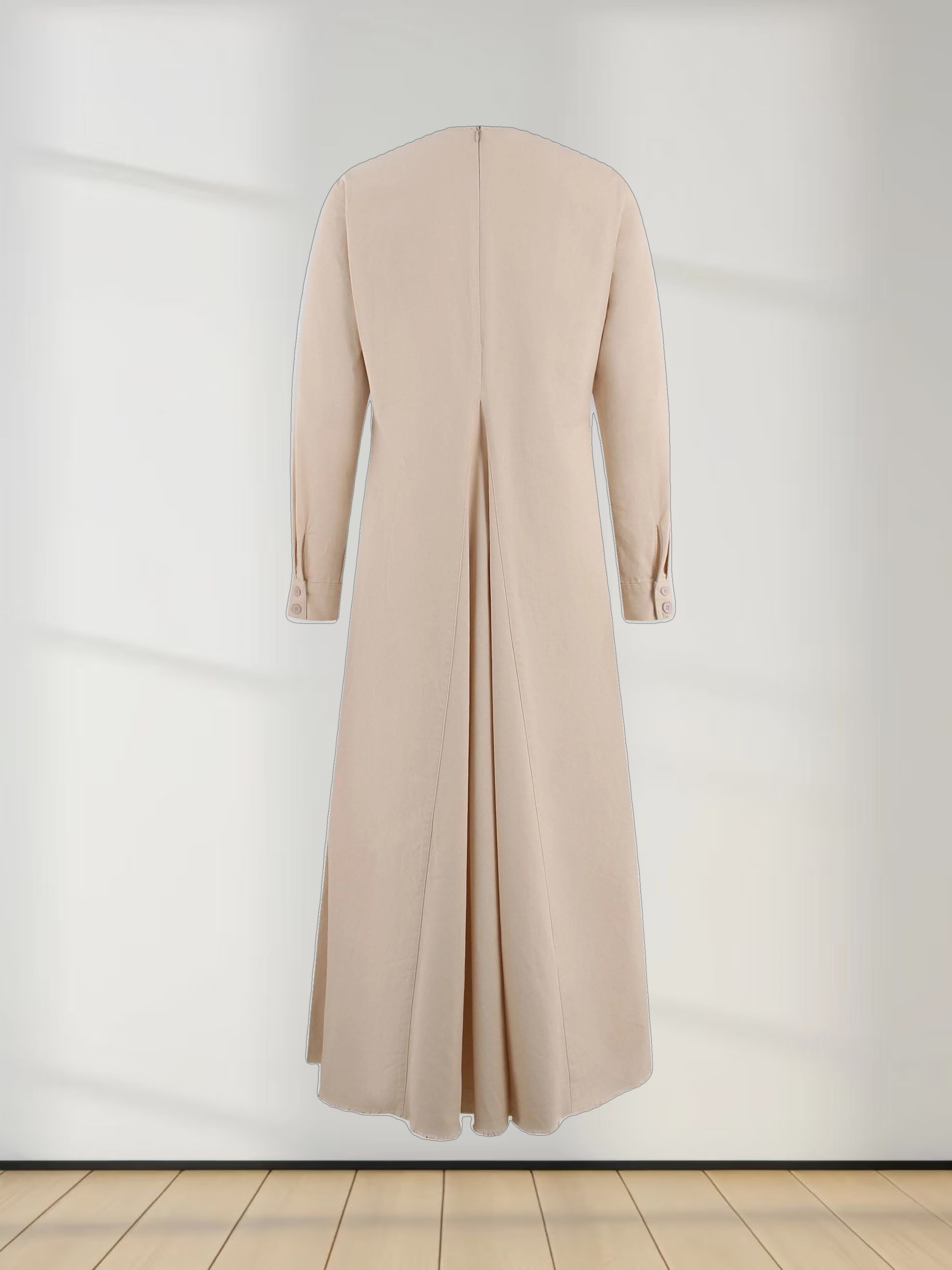 V-Neck Swing Dress-Tan