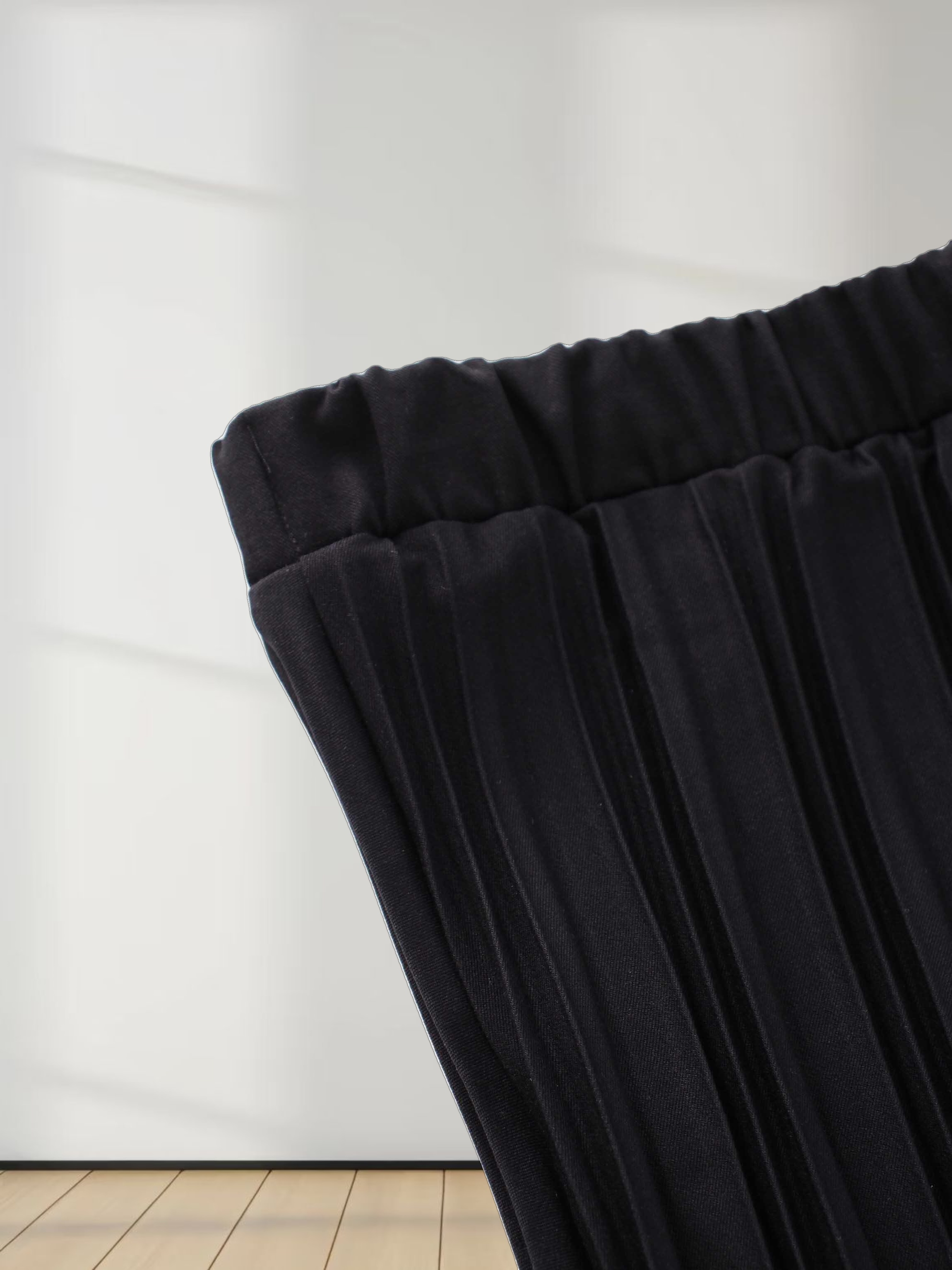 Denim Pleated Skirt-Black