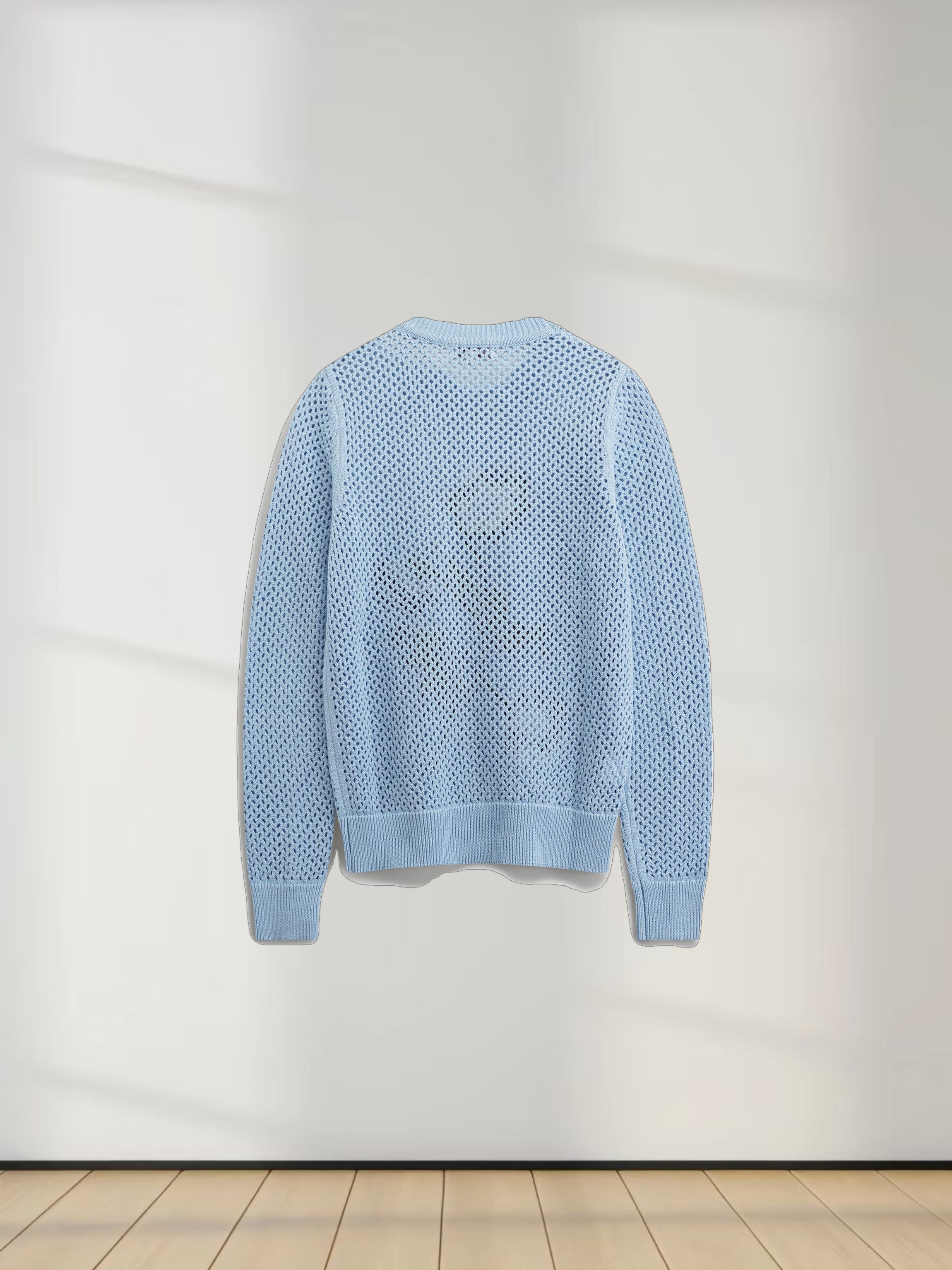 Embroidered Crochet Floral Sweater-Blue Floral