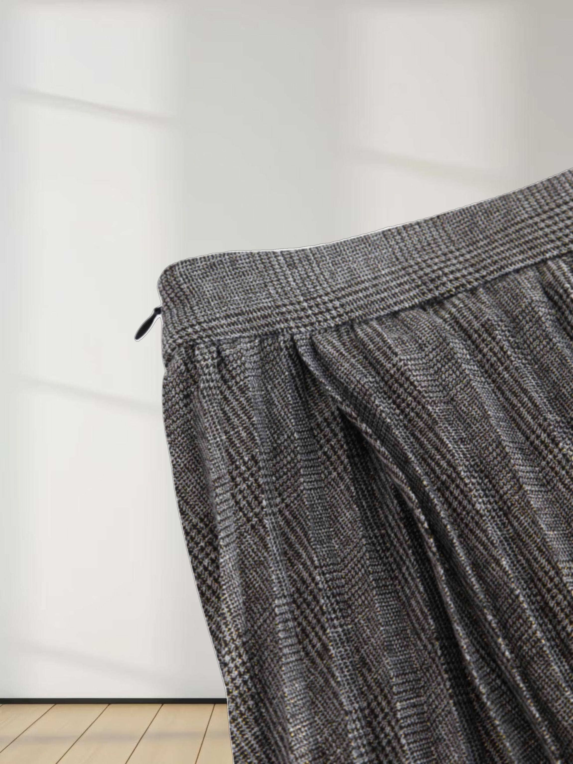 Pleated Faux Wrap Skirt-Shimmer Plaid