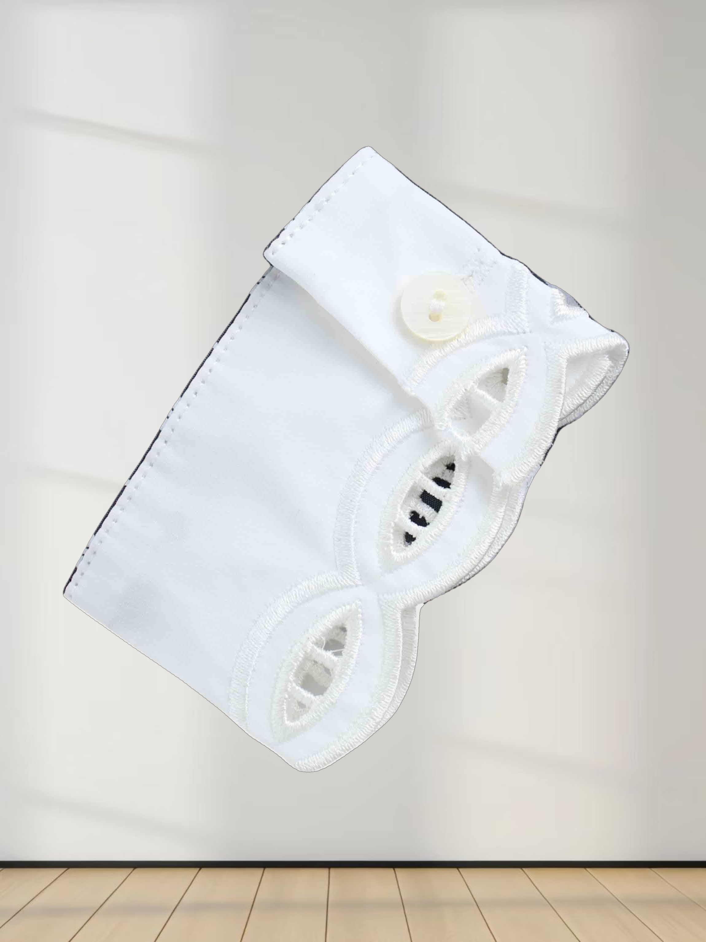 Scalloped Collar Shirtdress-Pinstripe