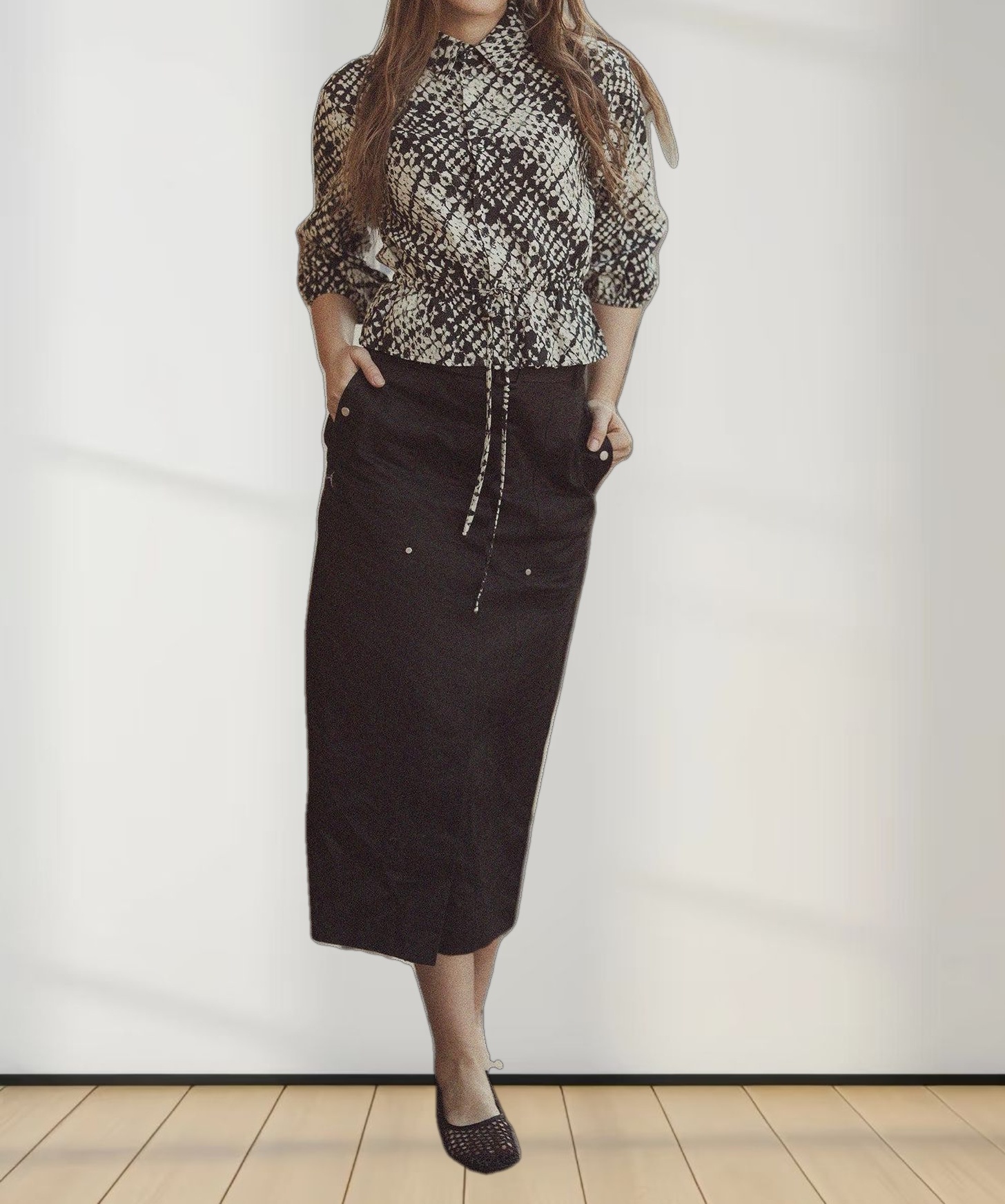 Crew Neck Peplum Ruffle Blouse-Tie Dye