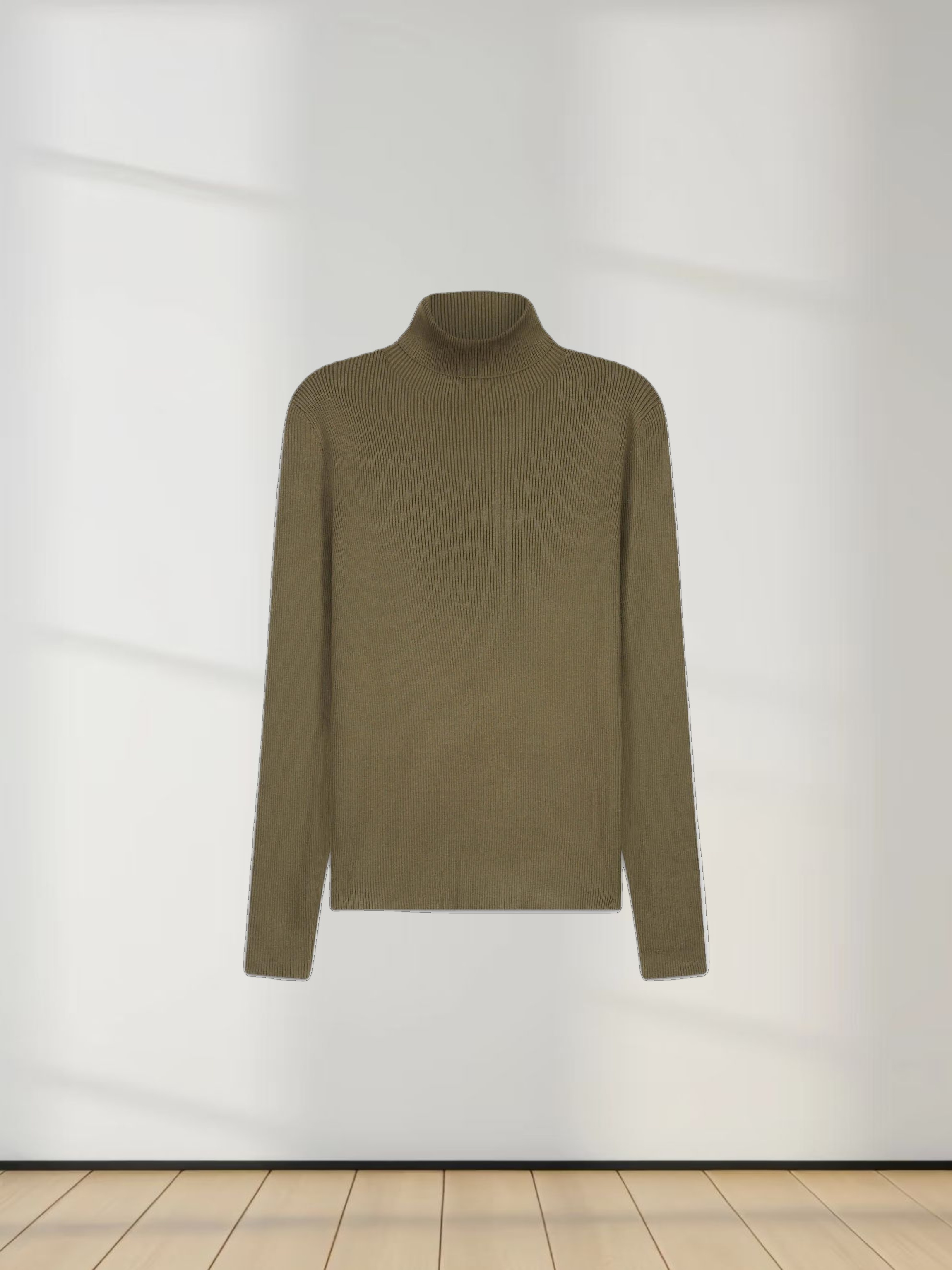 Knit Ribbed Turtleneck-Green