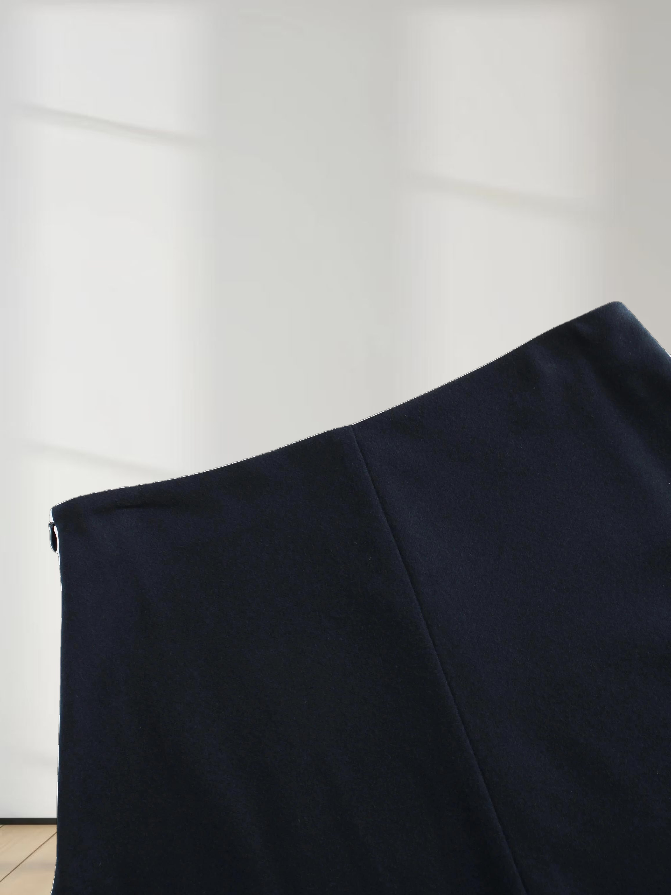 Basic A-Line Seamed Short Skirt-Navy