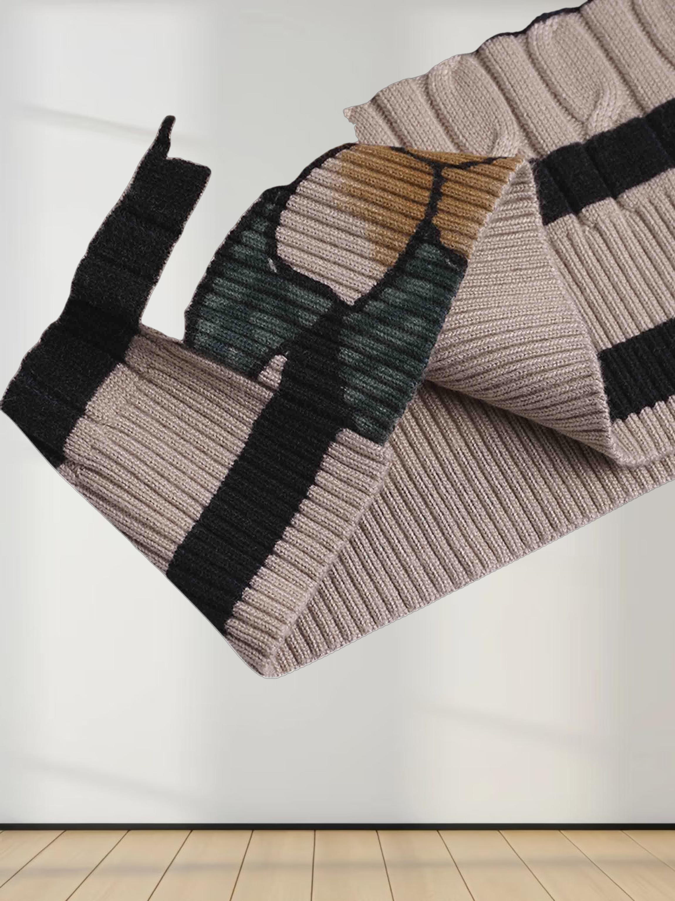 Printed Cable Knit Sweater-Striped Floral