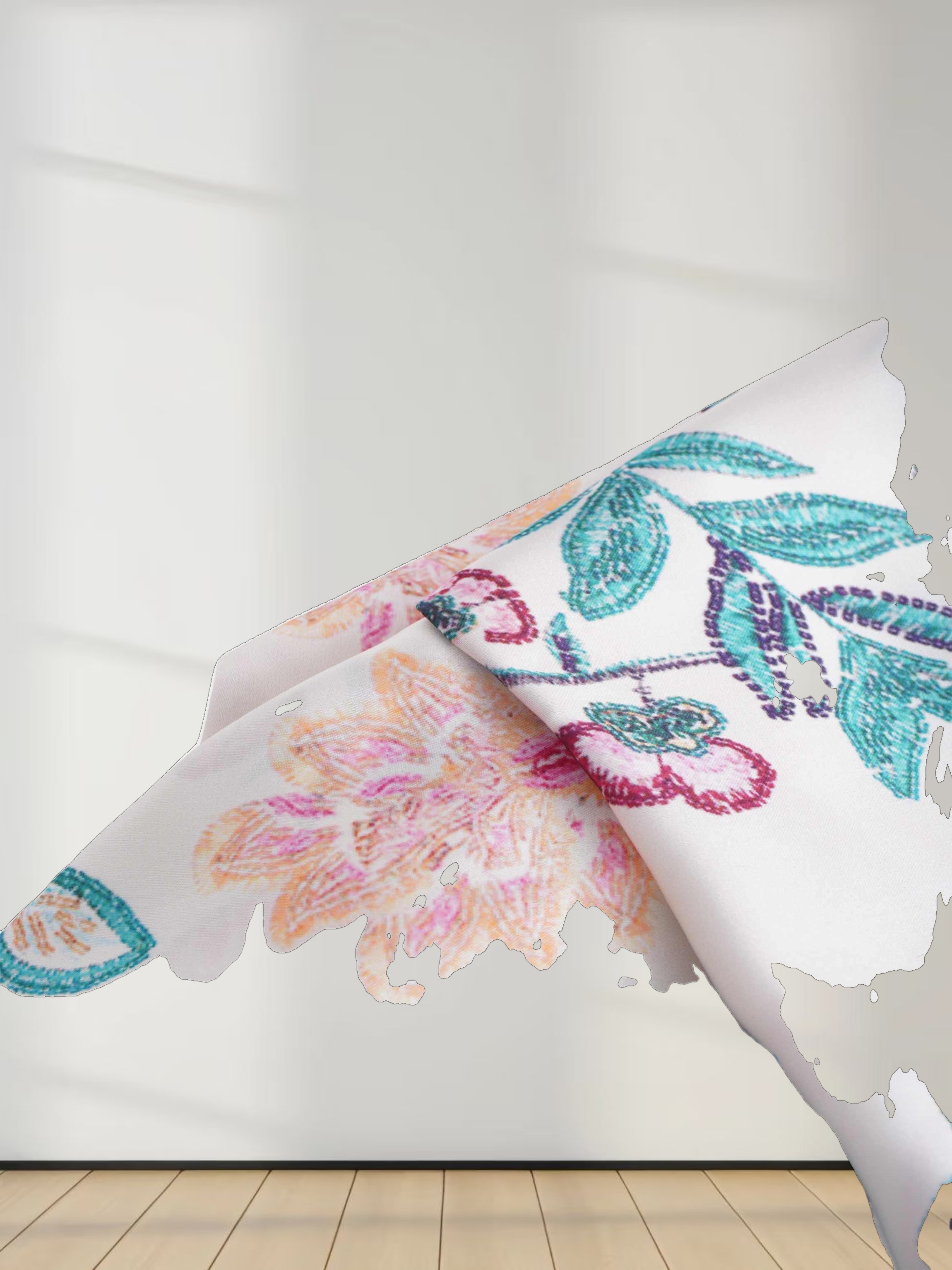 Ruffle Sleeve Belted Dress-Aqua/Pink Floral