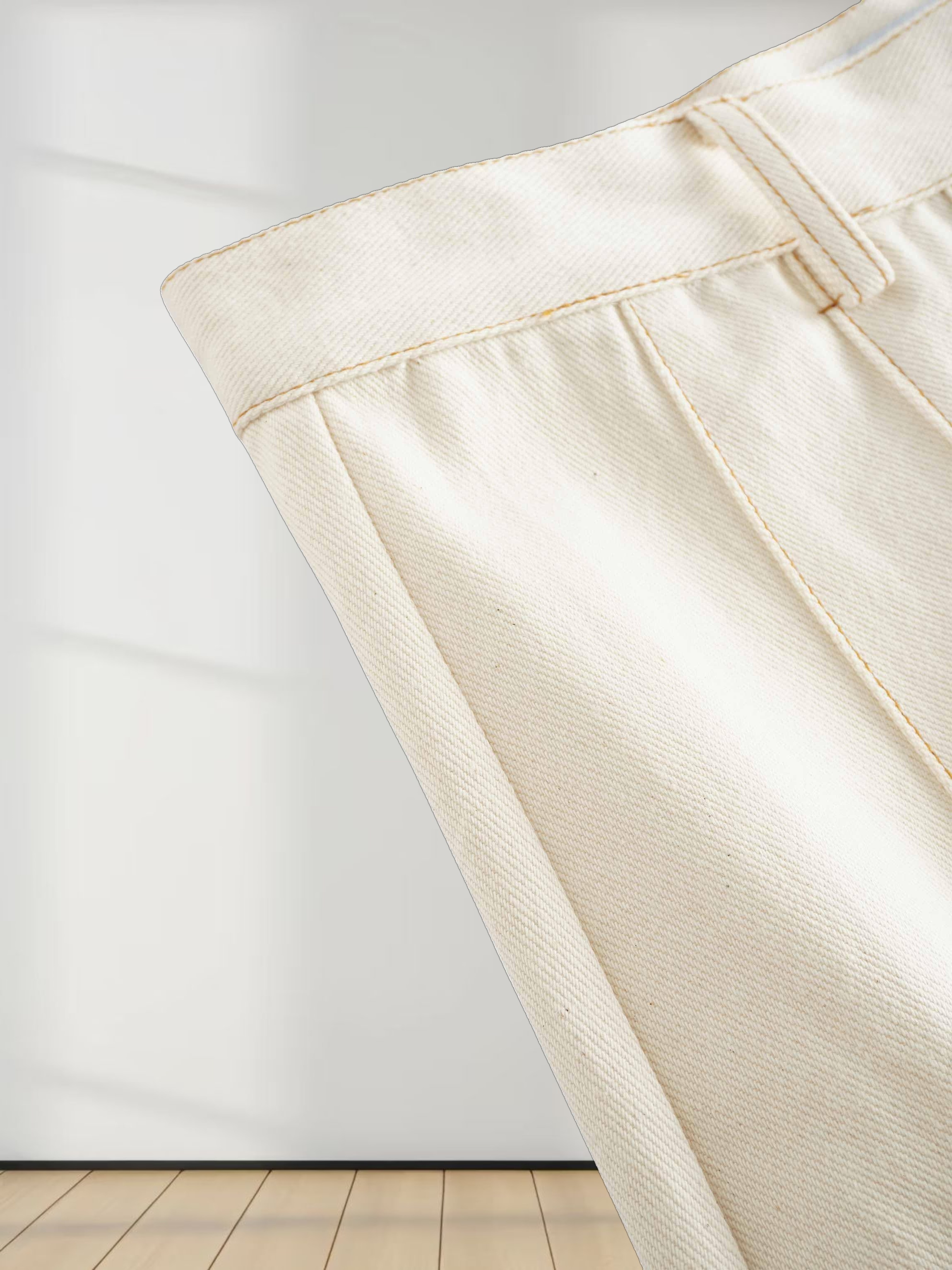 Stitched Pleated Skirt-Cream