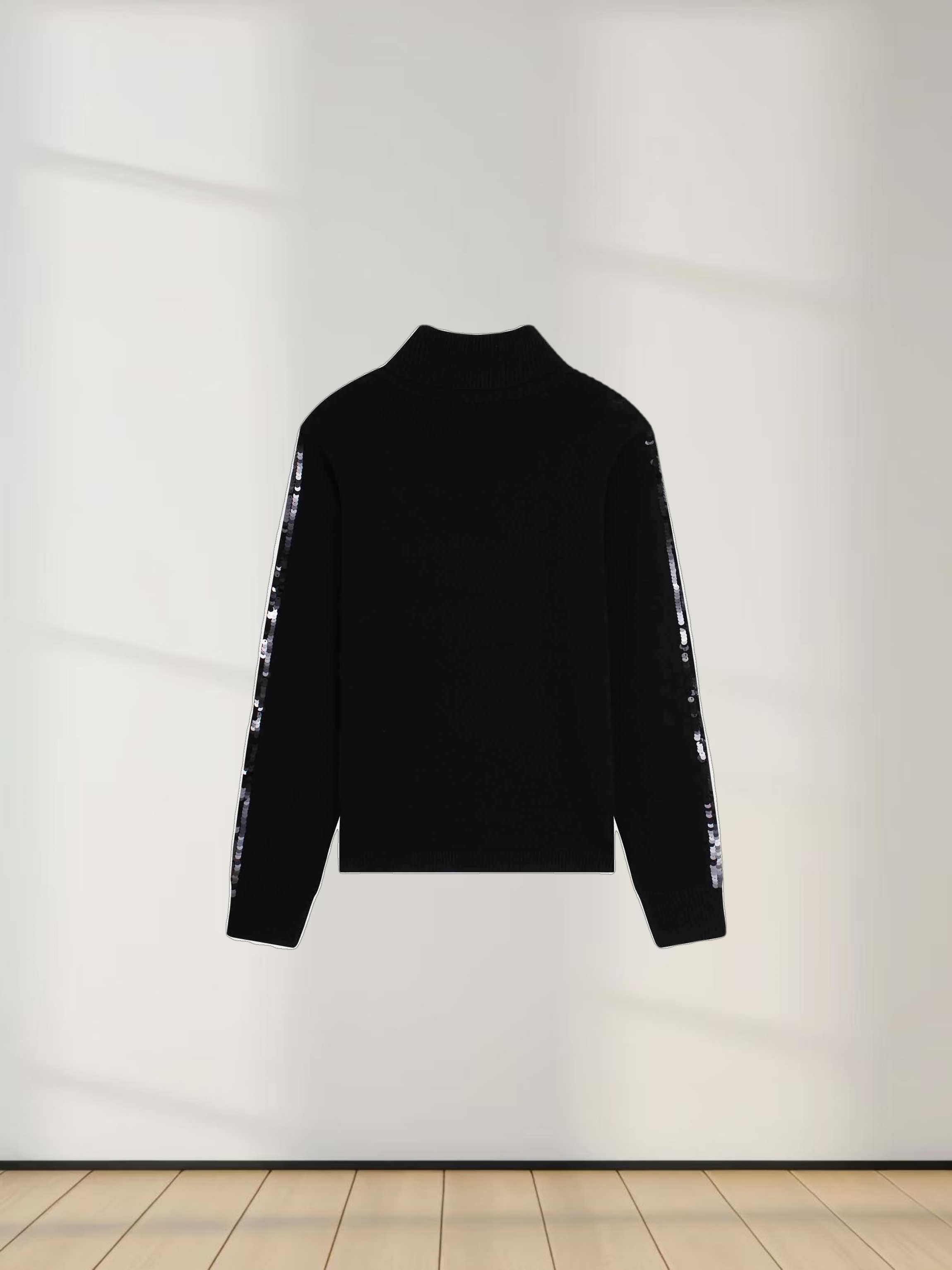 Sequin Trim Sweater-Black
