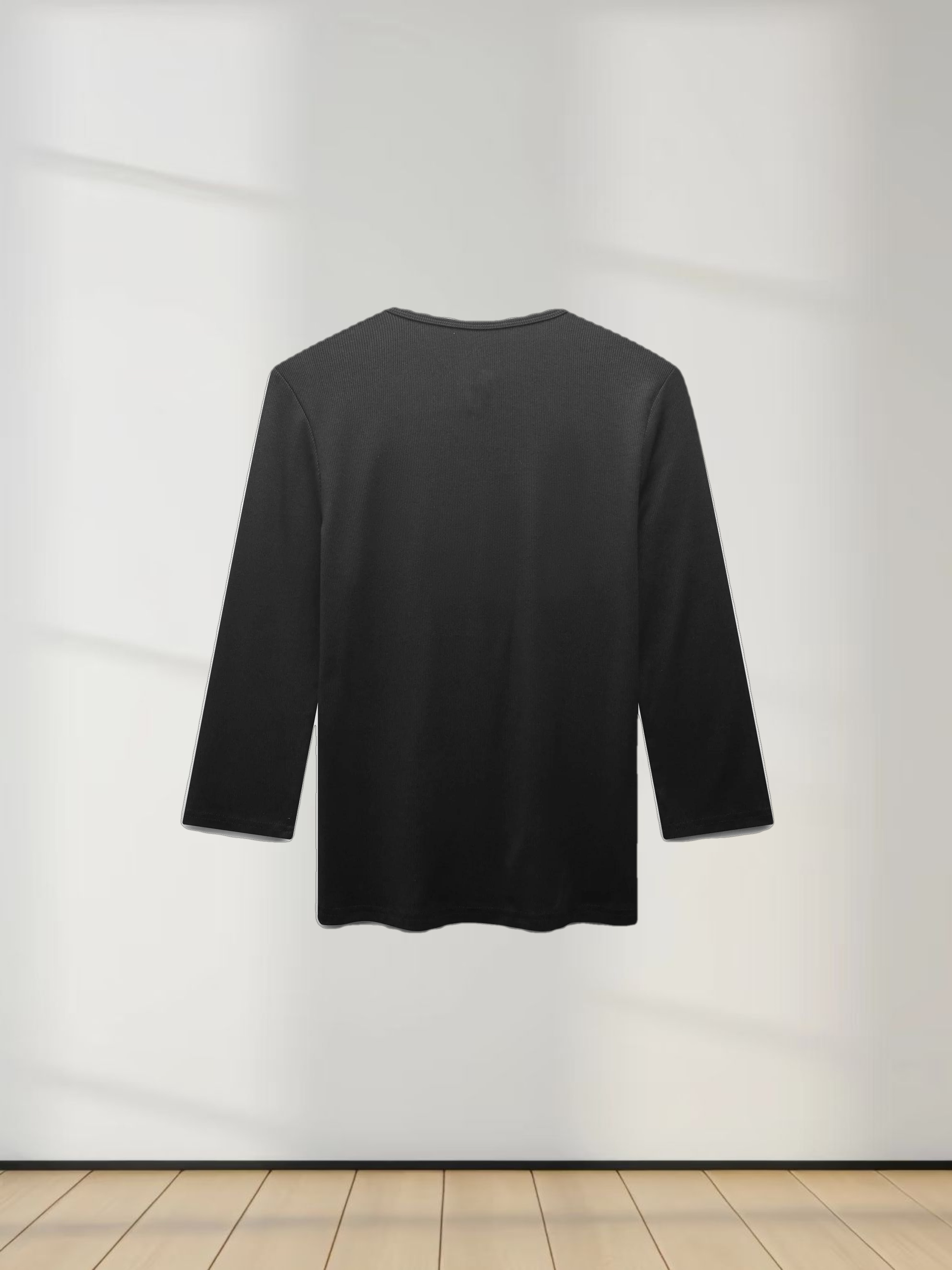 RIBBED HIGH V 3Q - BLACK