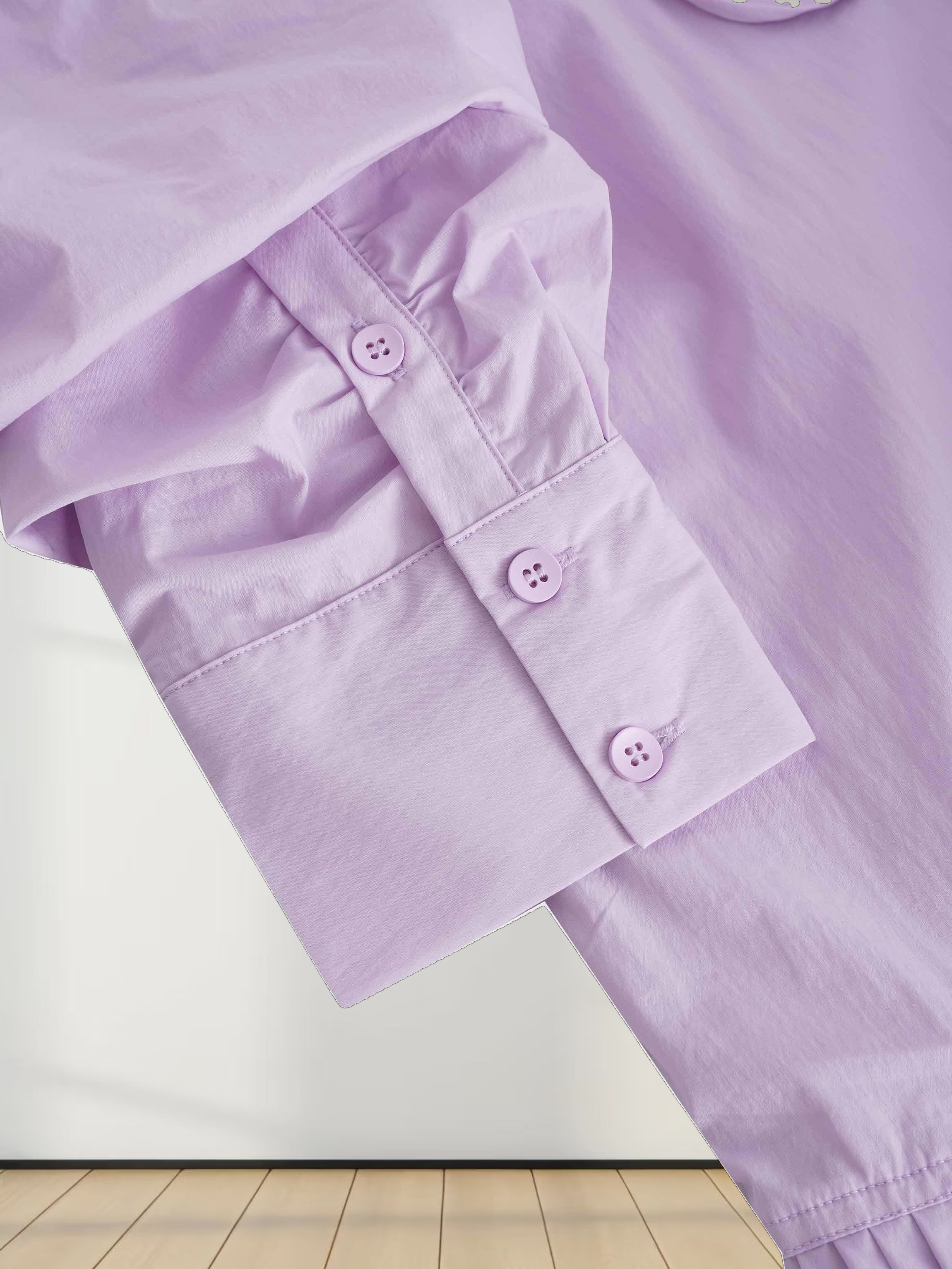 Drop Waist Pintuck Pleat Cotton Dress-Lavender