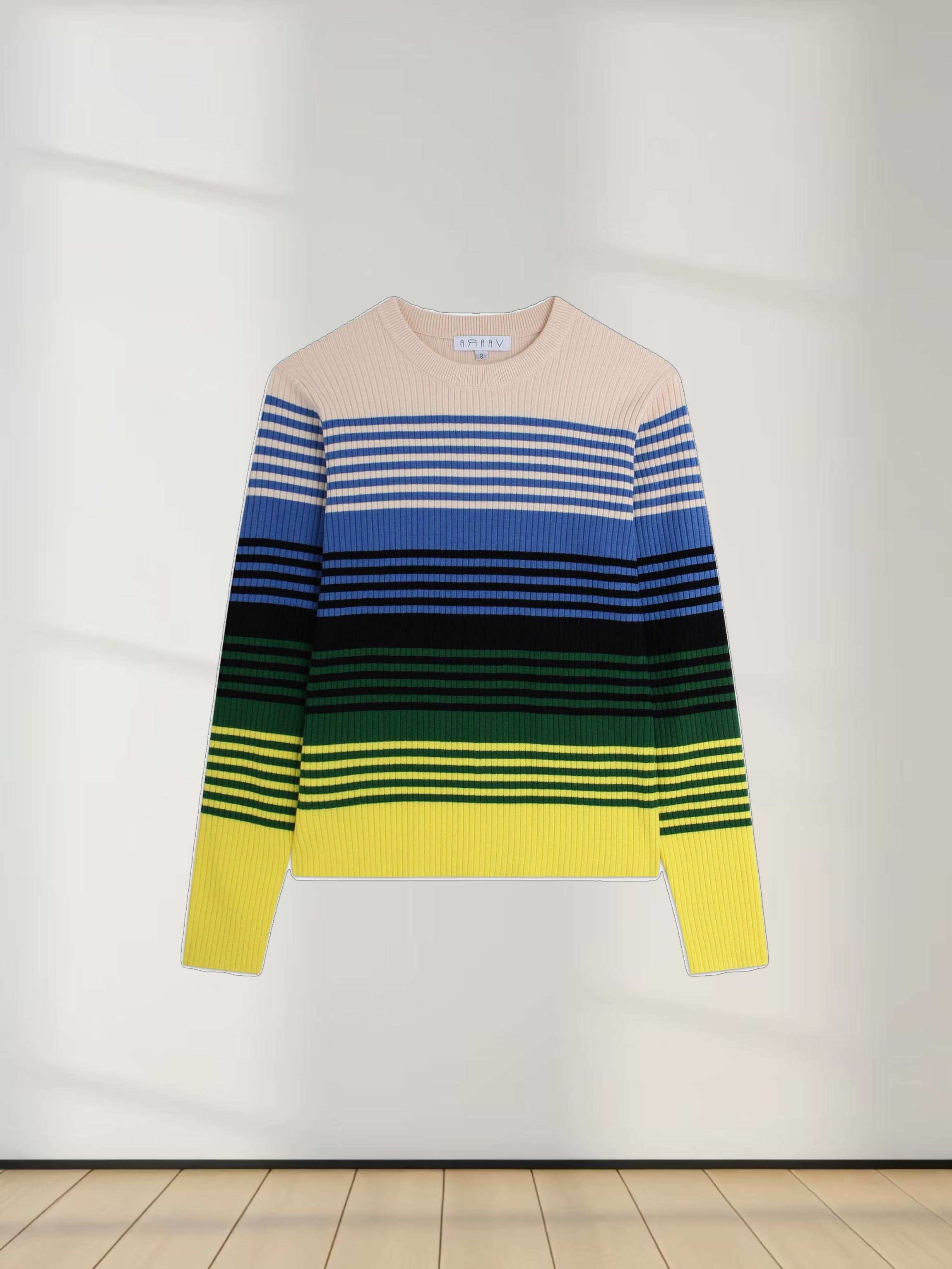 Multi Stripe Ribbed Sweater-Yellow/Green