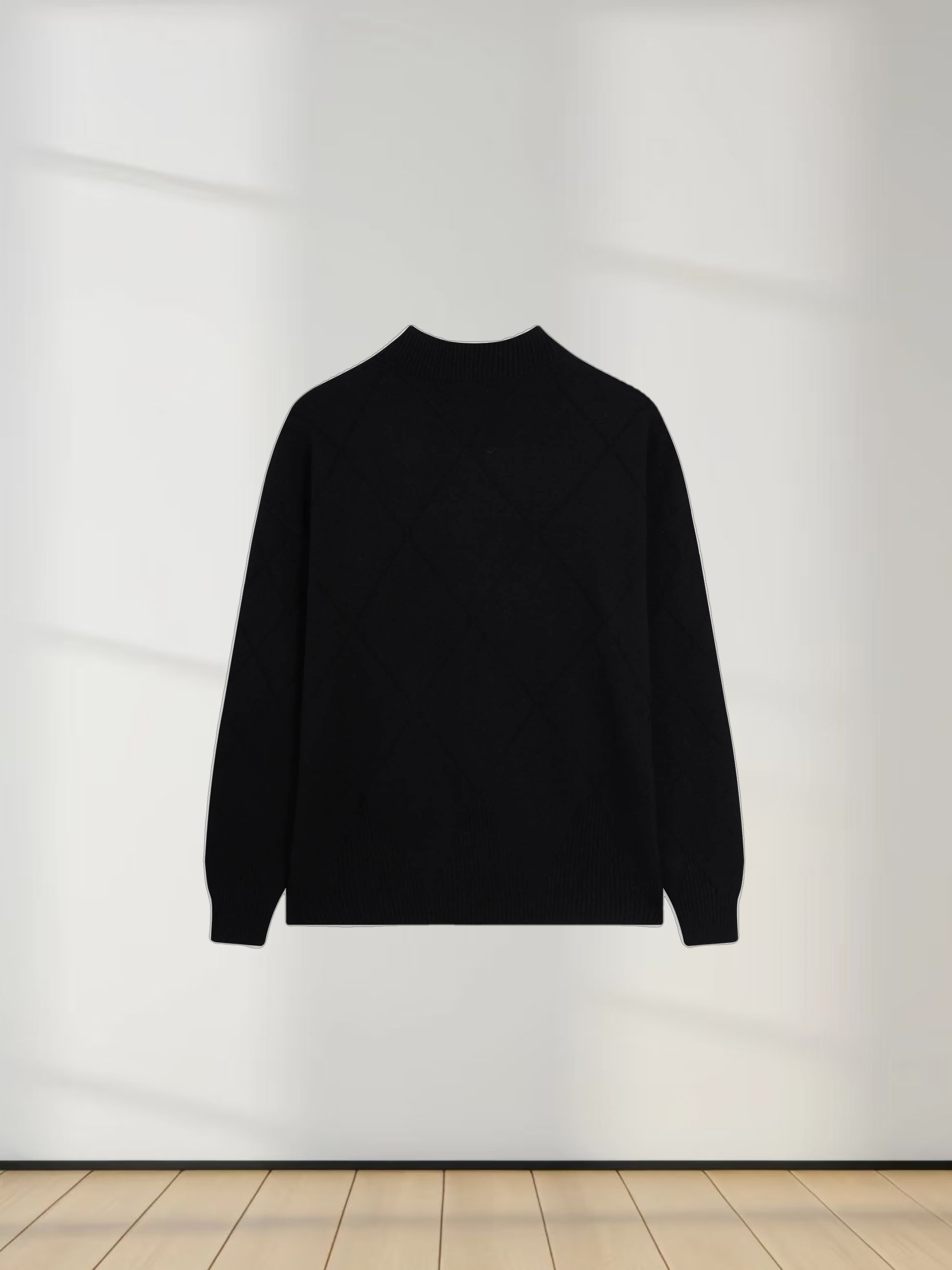 Oversized Diamond Detail Sweater-Black