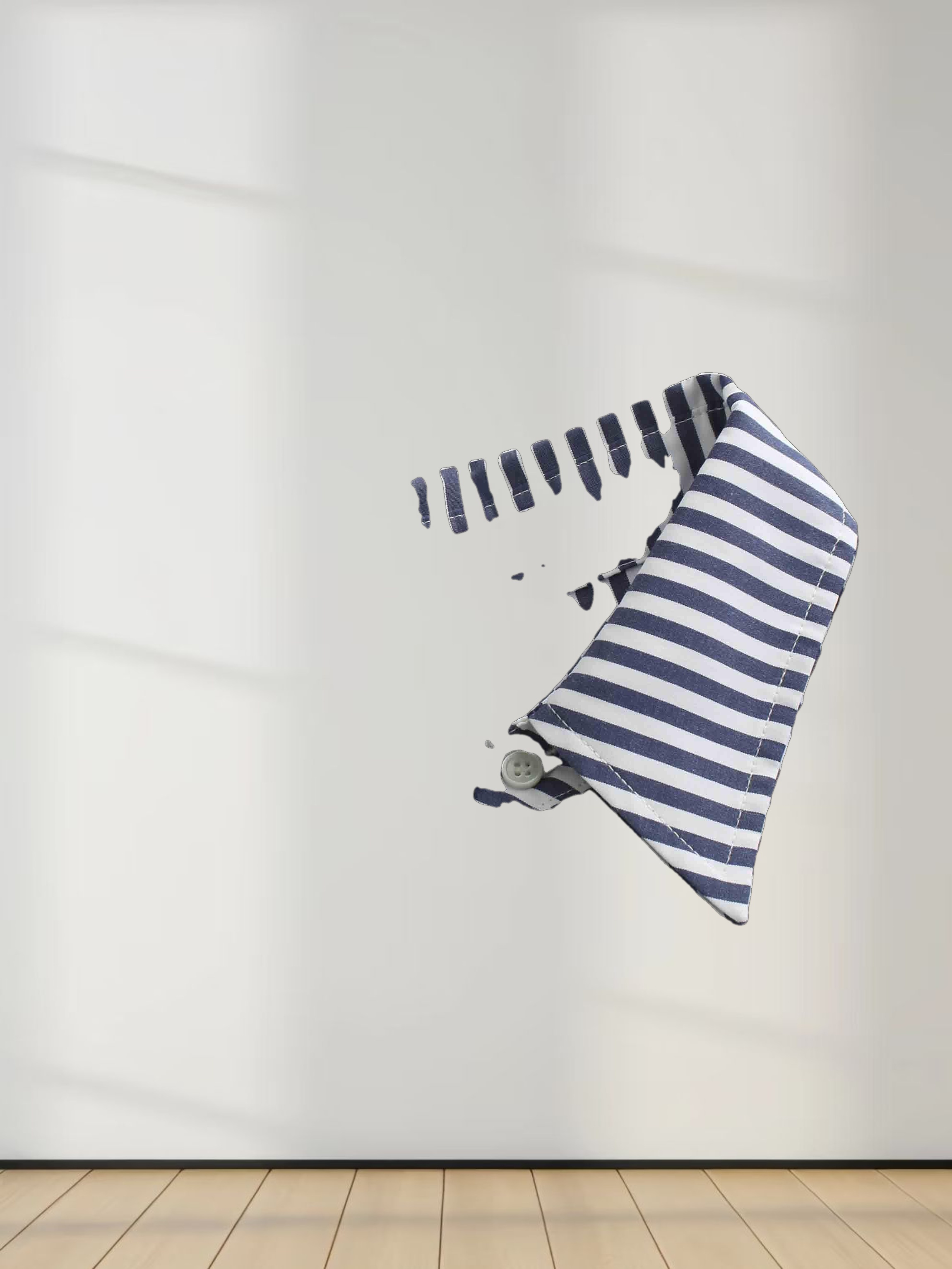 Pleat Bottom Waisted Shirtdress-Navy Pinstripe