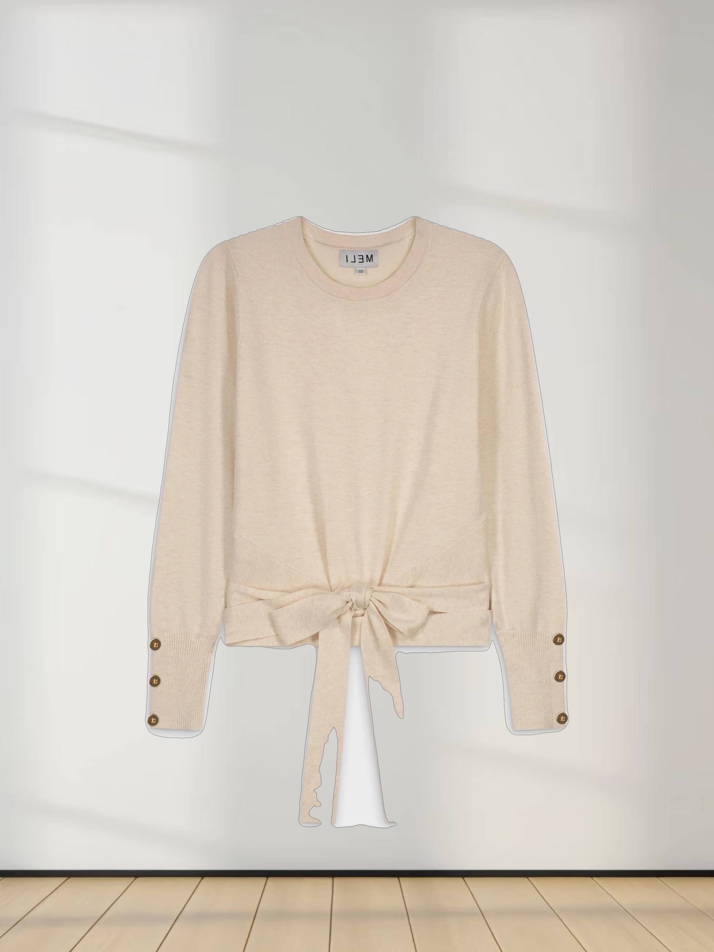 Wrap Tie Sweater-Cream