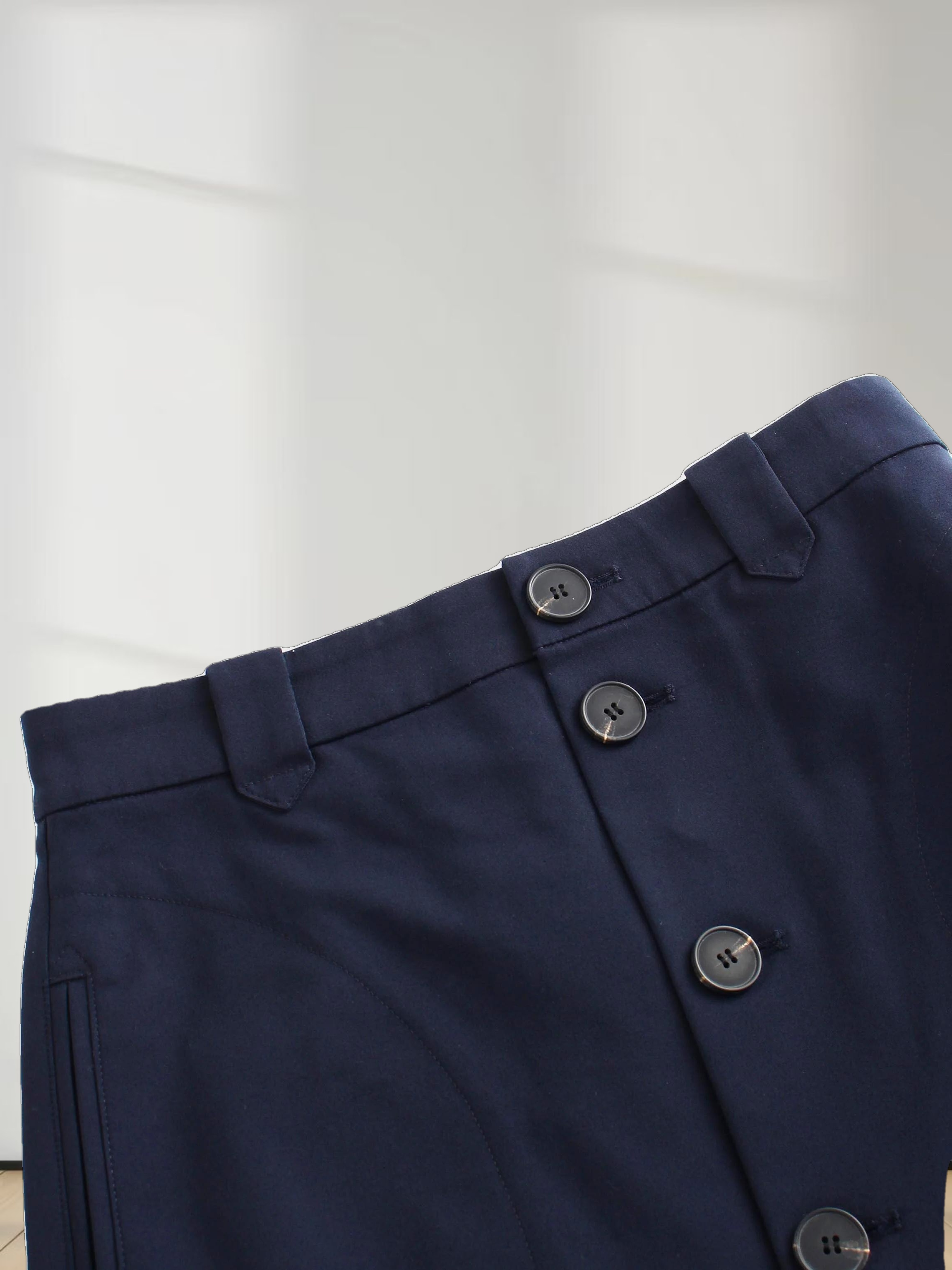 A-Line Button Down Pocket Skirt-Navy