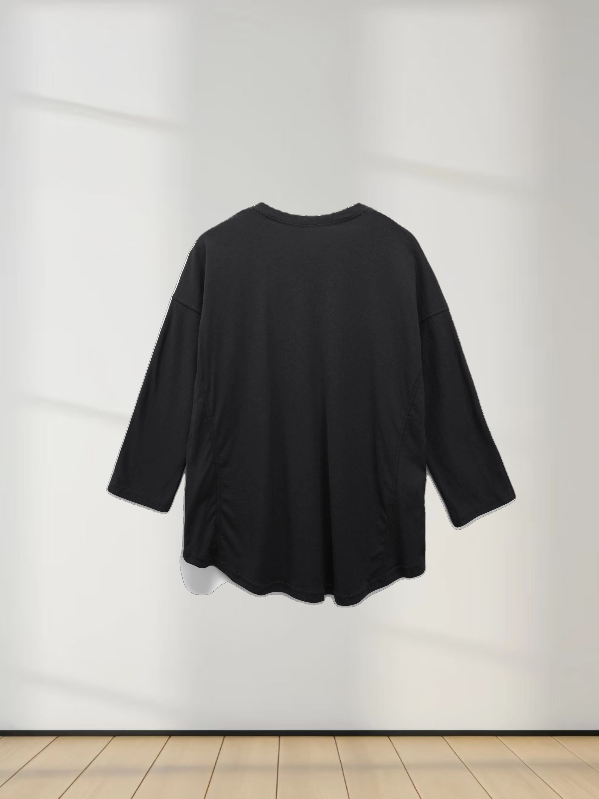 Pima Cotton Boxy Dolman Tee-Black