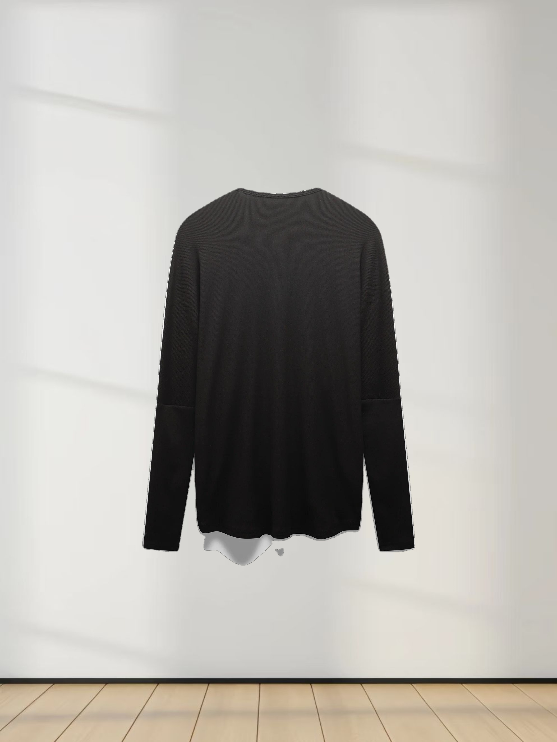 CREW RIBBED DOLMAN-BLACK