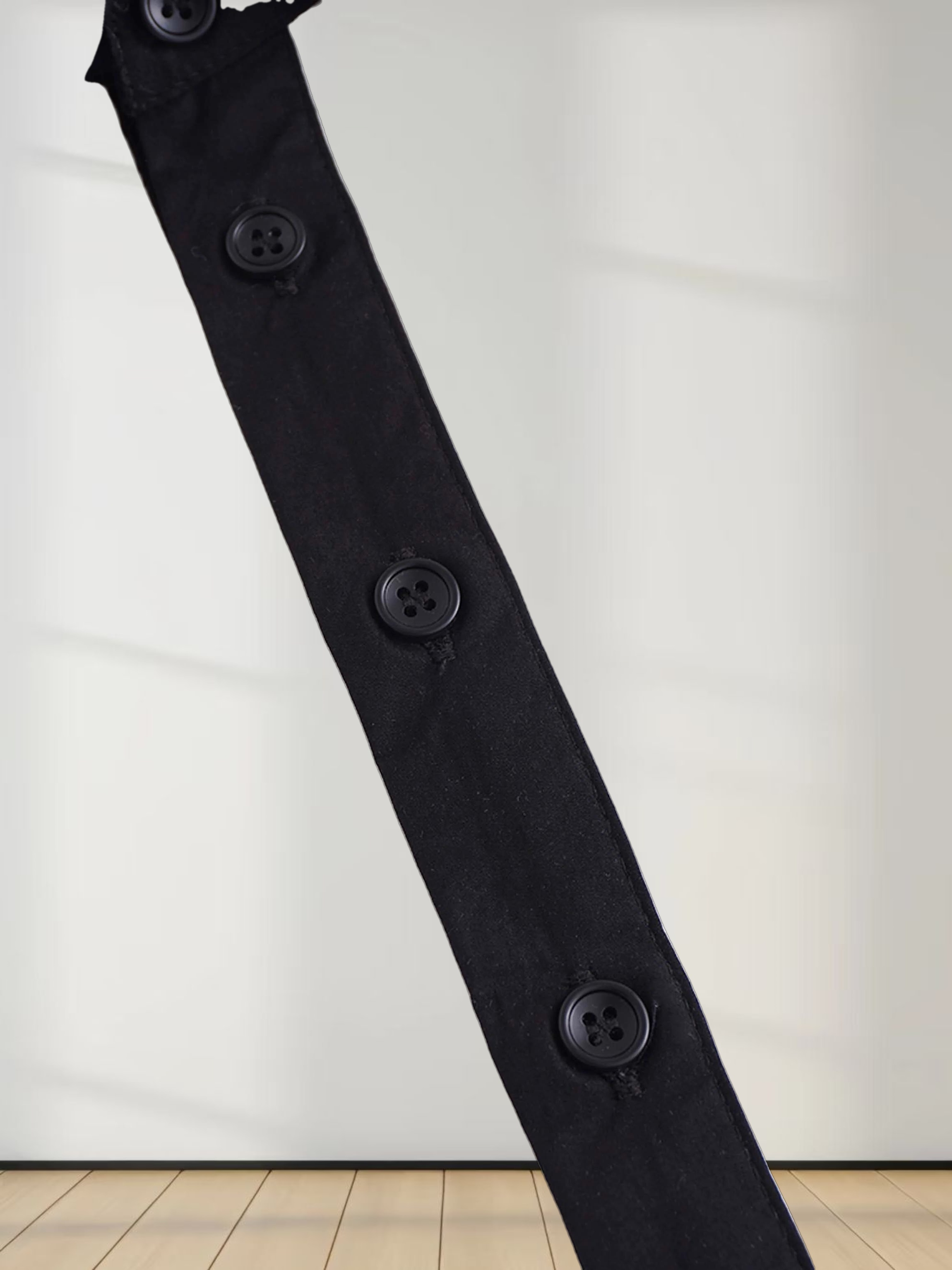 Long Button Down Shirtdress-Black Trimmed