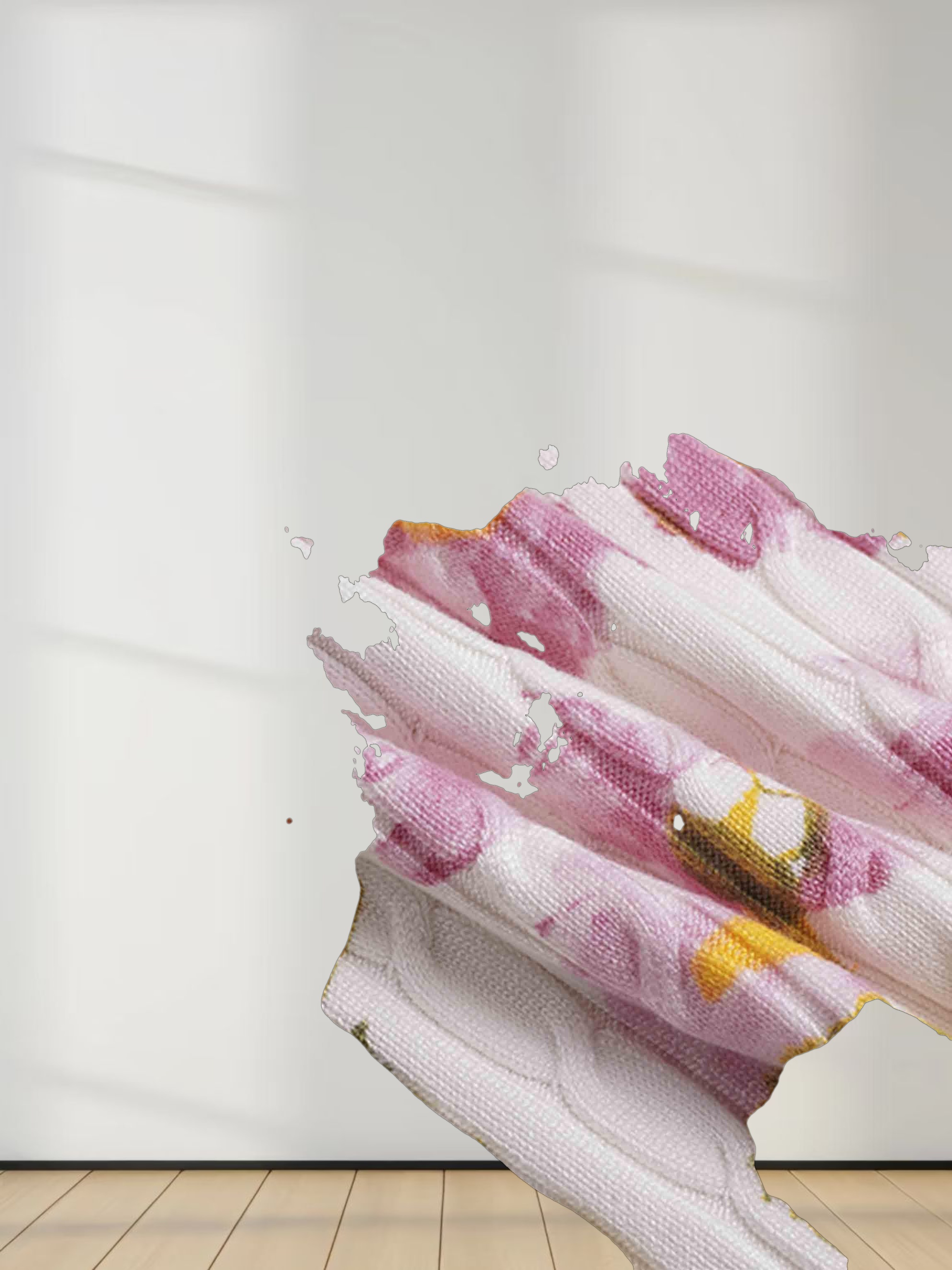 Printed Cable Knit Sweater- Soft Pink Floral