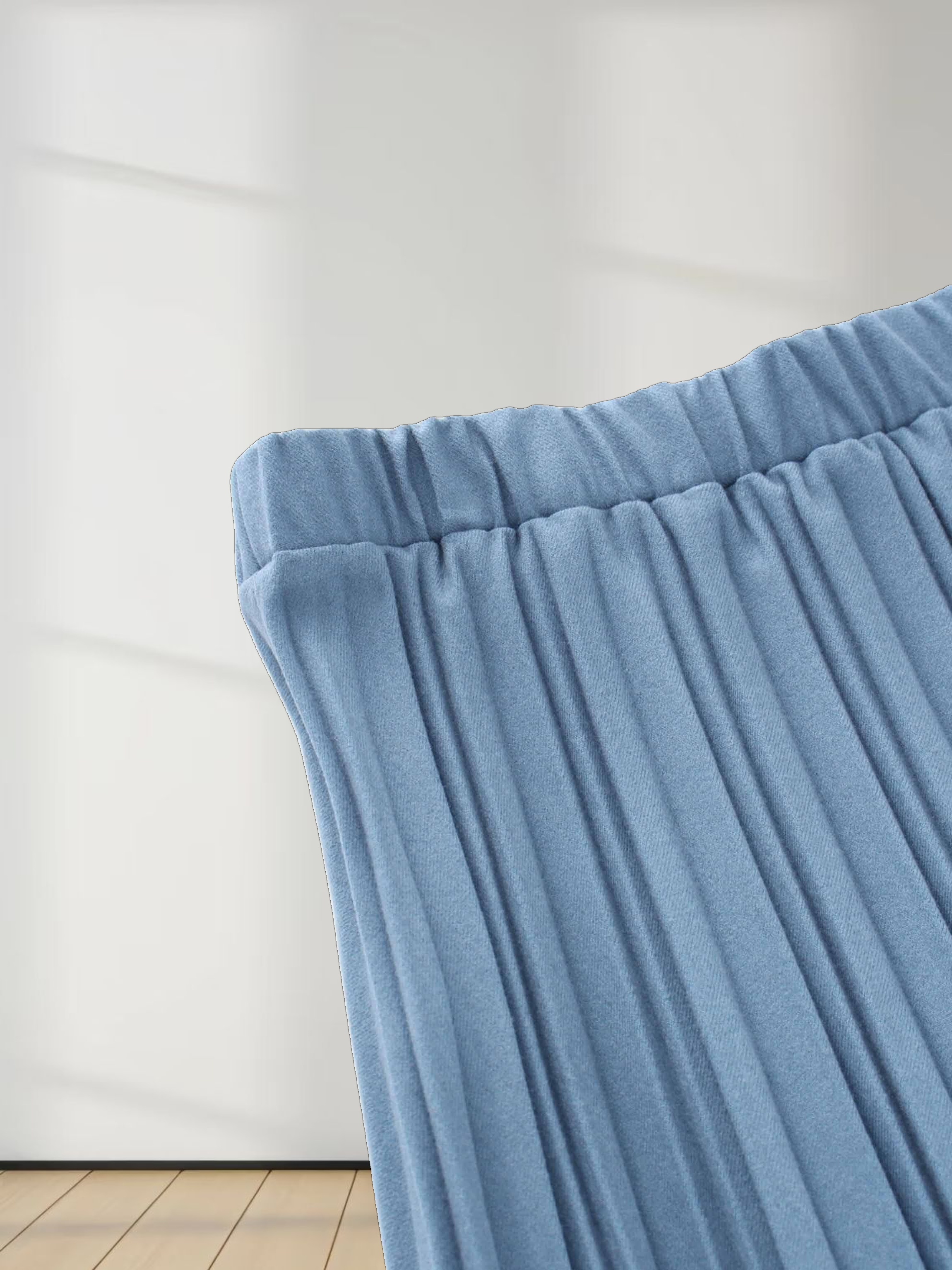 Wool Blend Pleated Skirt-Denim Blue