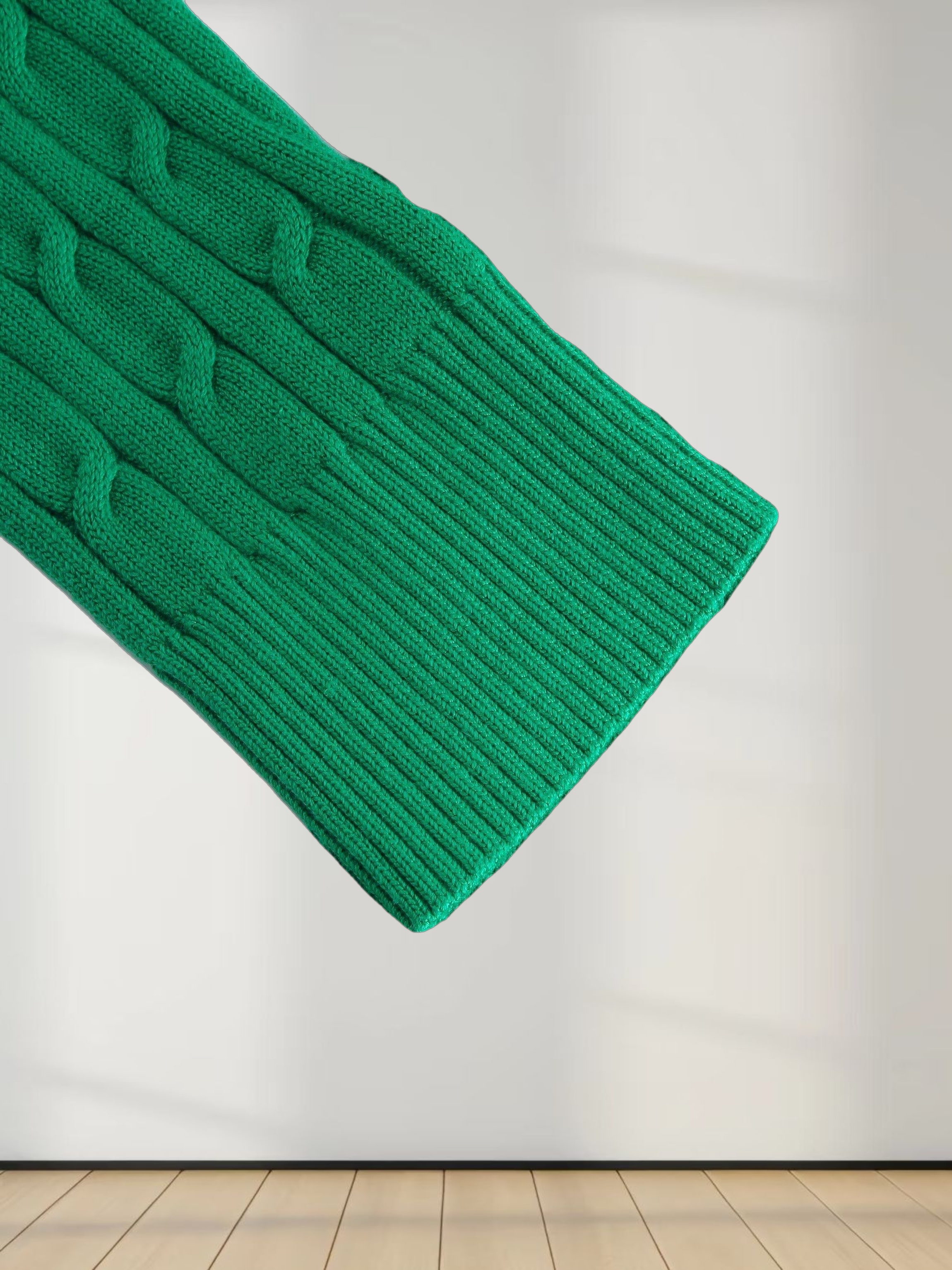 Knit Cable Sweater-Kelly Green