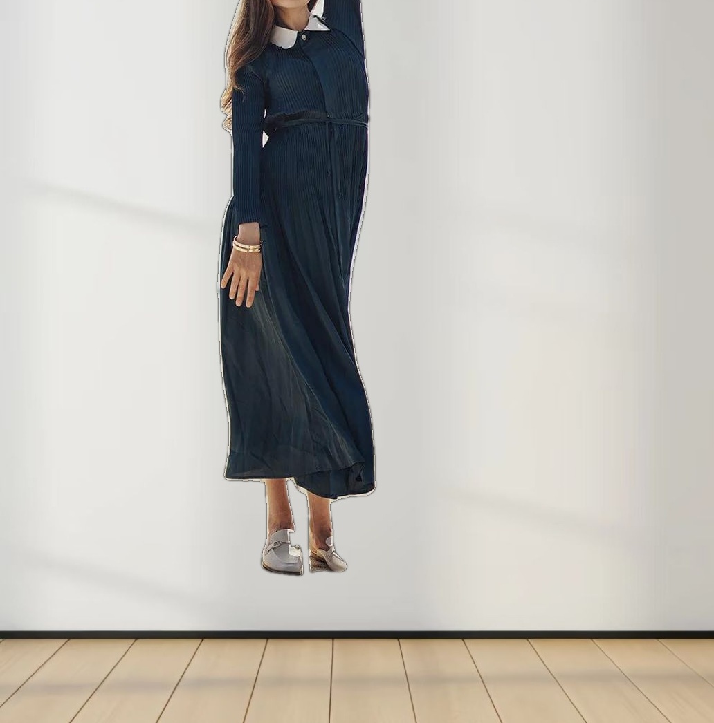 Micro Pleat Dress-Teal