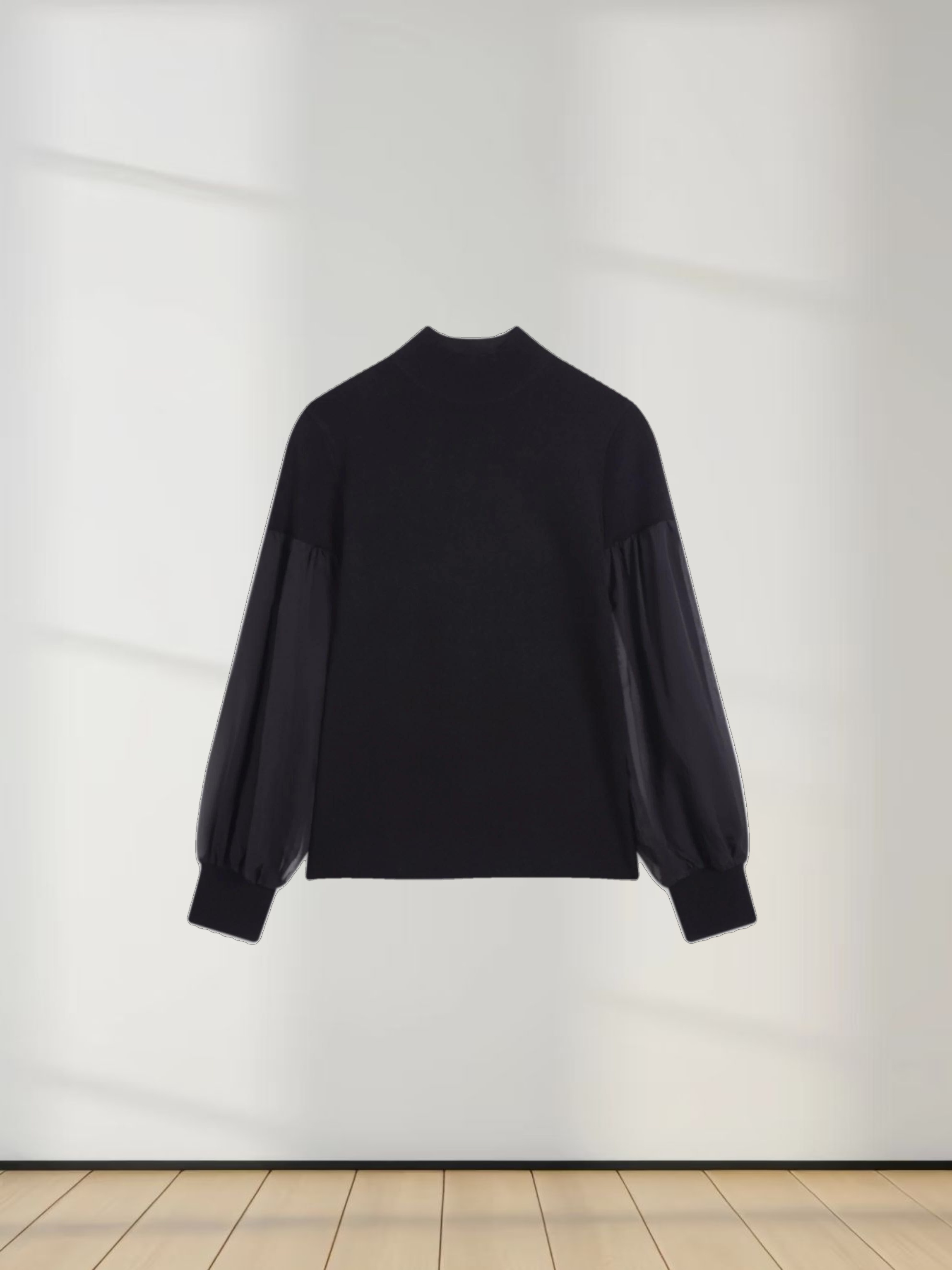 Melania Chiffon Sweater-Black