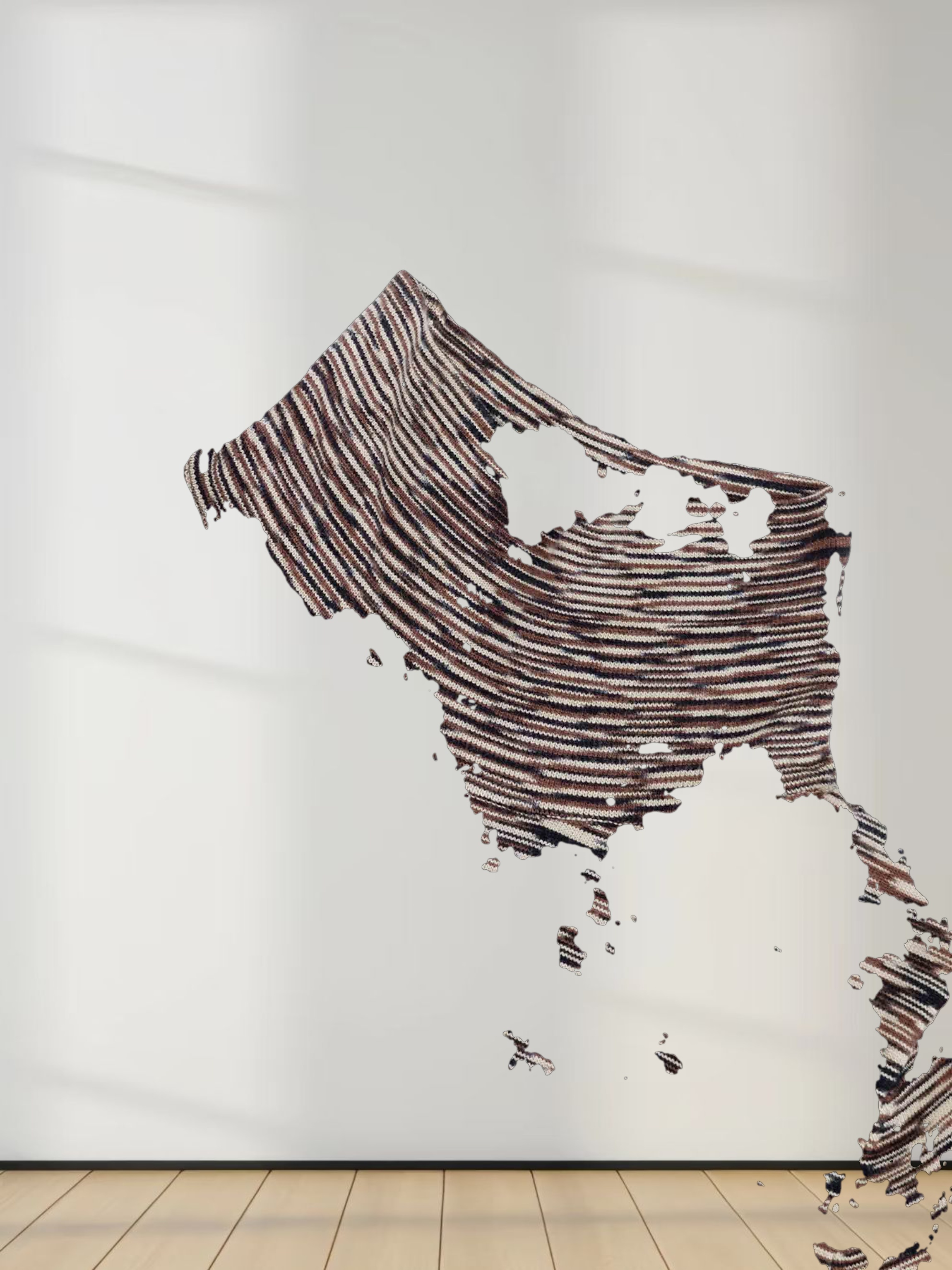 Abstract Stripe Knit Turtleneck-Brown