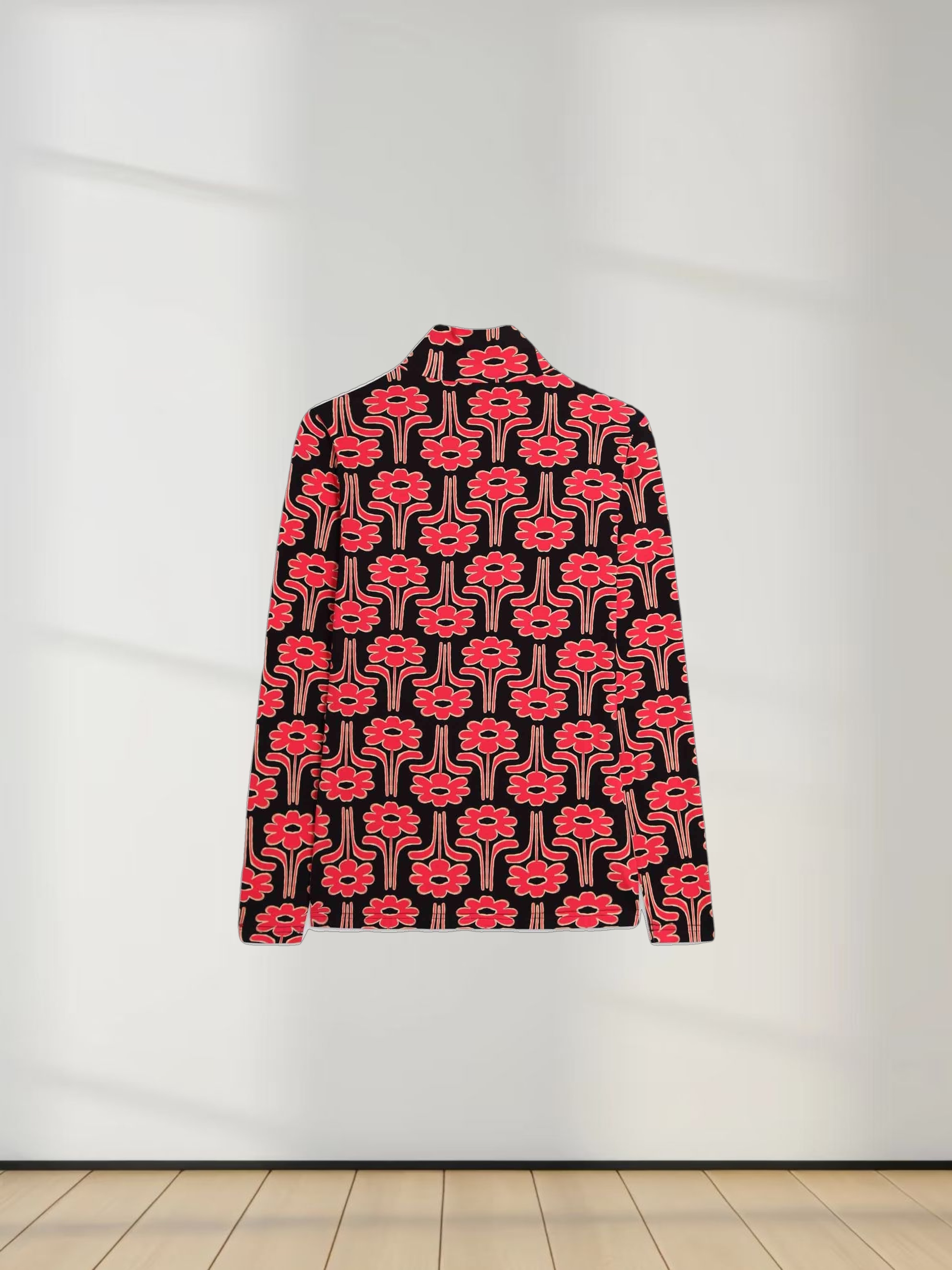 Design Turtleneck-Black Floral