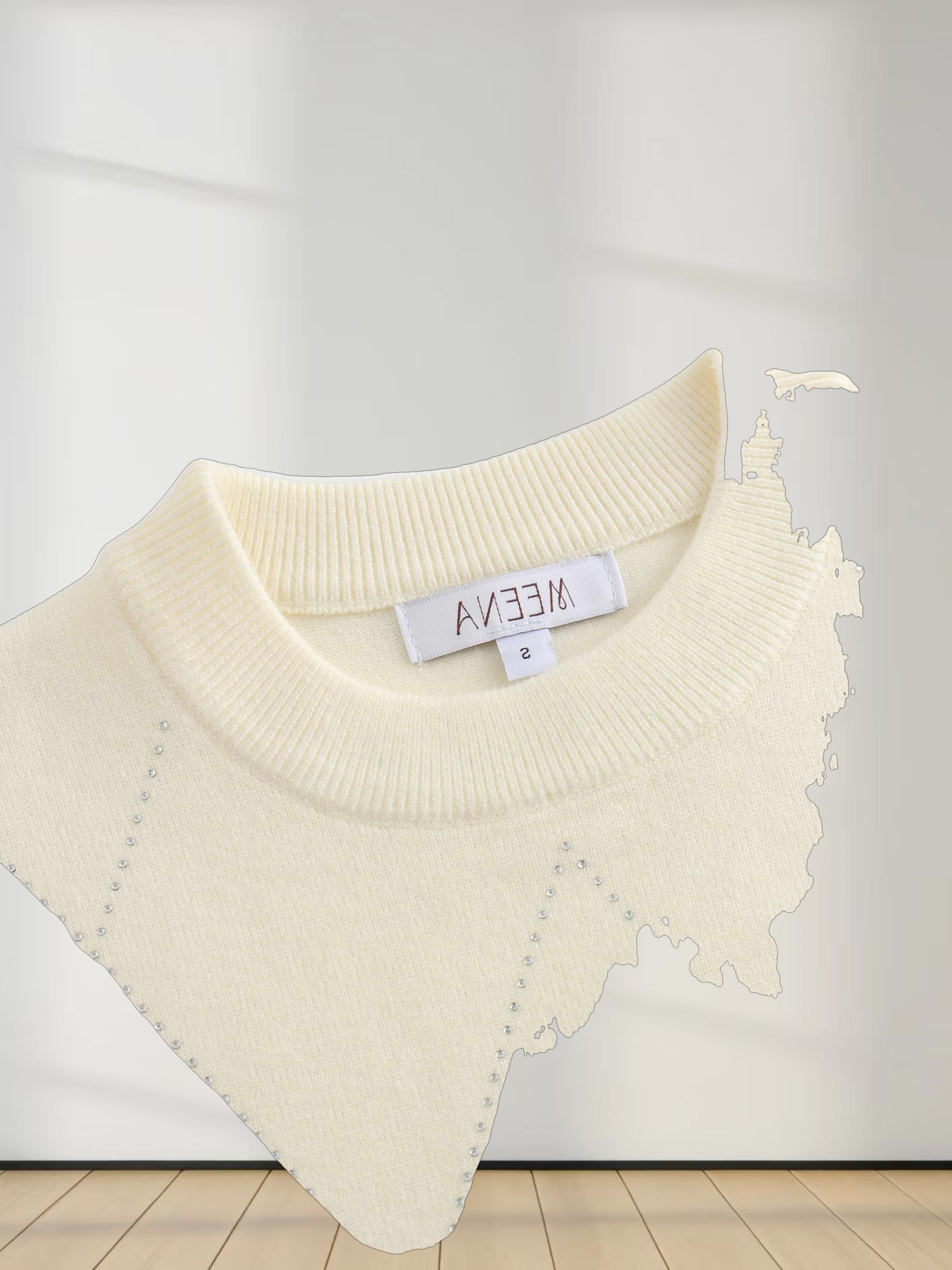 Diamond Stud Design Sweater-Ivory