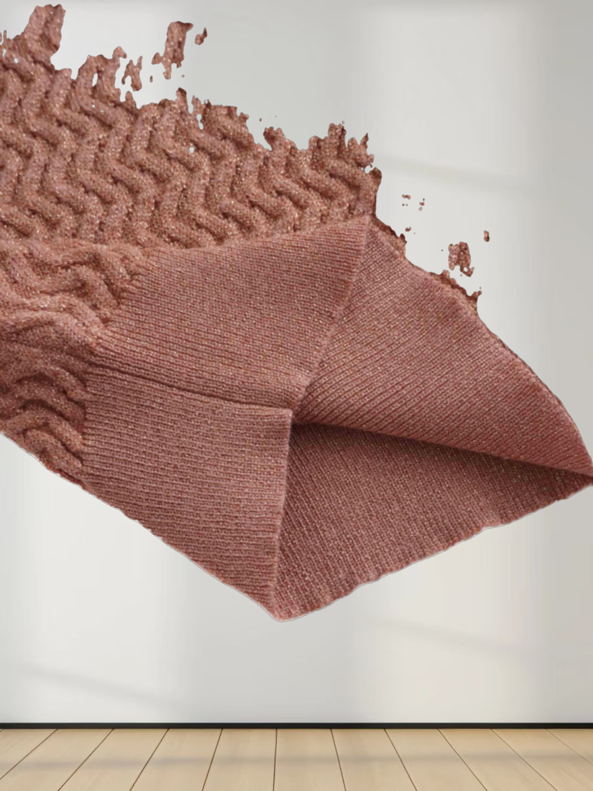 Textured Lurex Crew Sweater-Blush