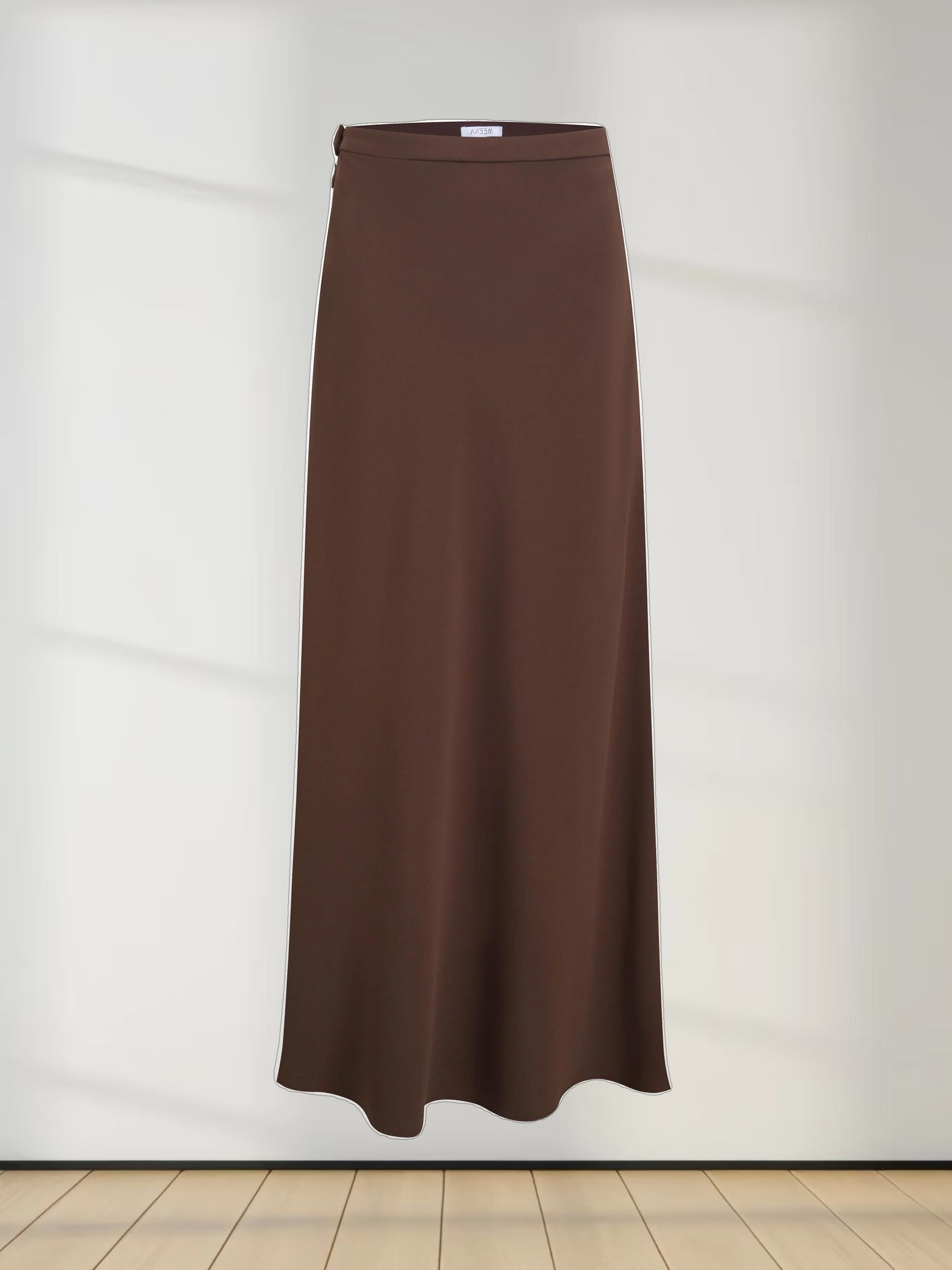 Crepe Flare Skirt-Brown