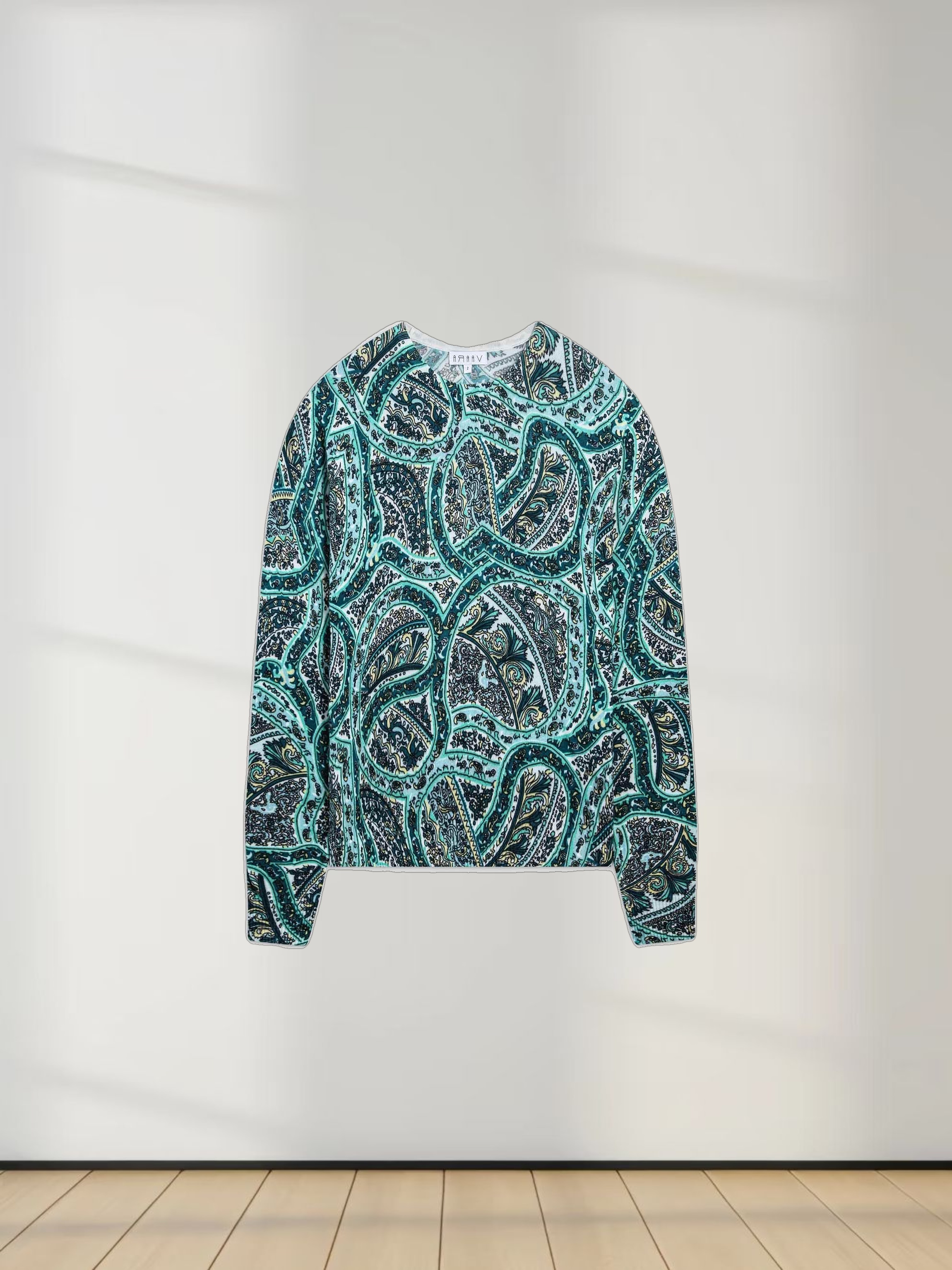 Printed Sweater-Green Paisley