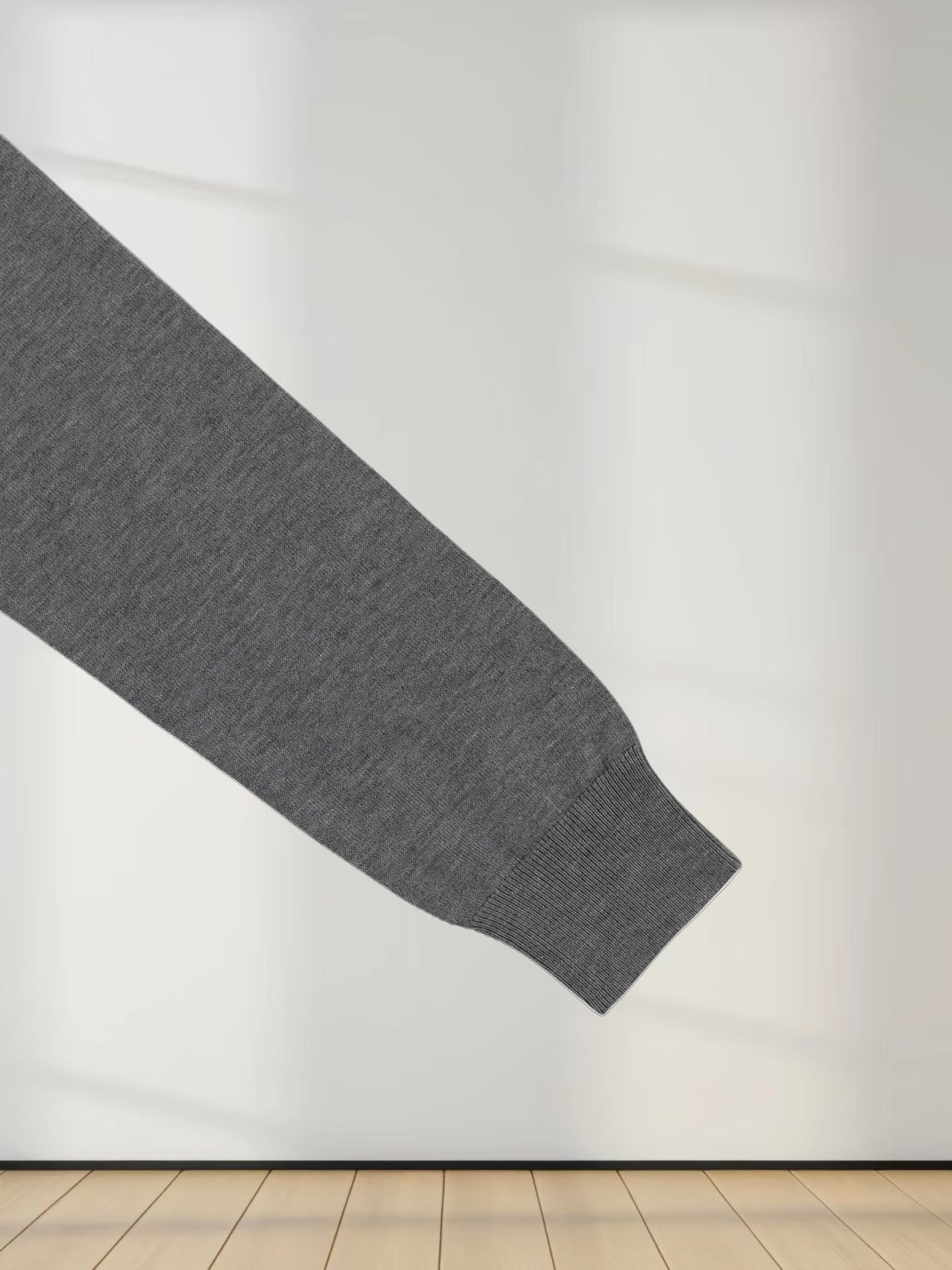 Wool Blend Collared Cardigan-Grey