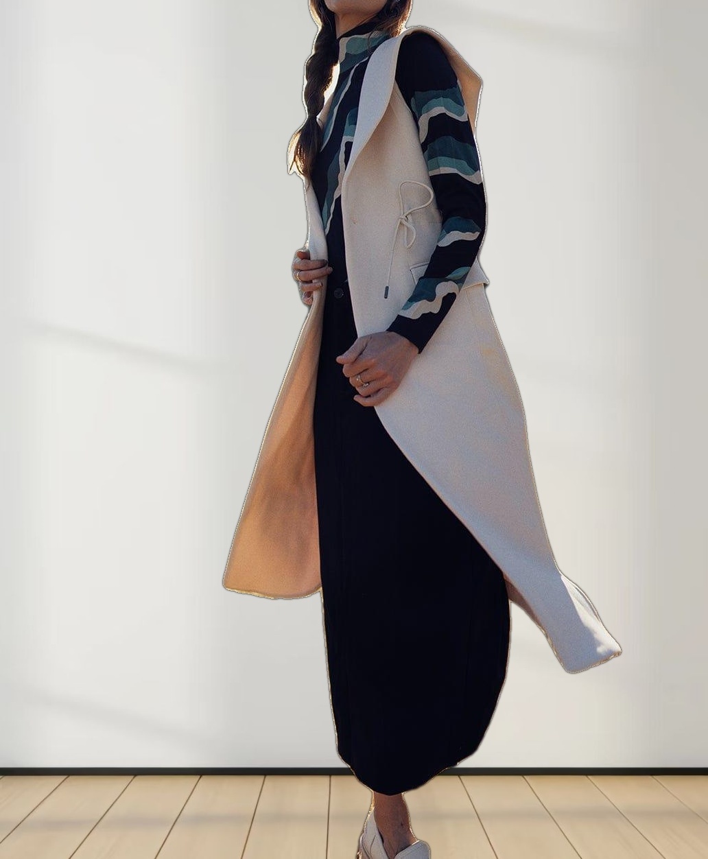 Printed Modal Turtleneck-Aqua Lightning