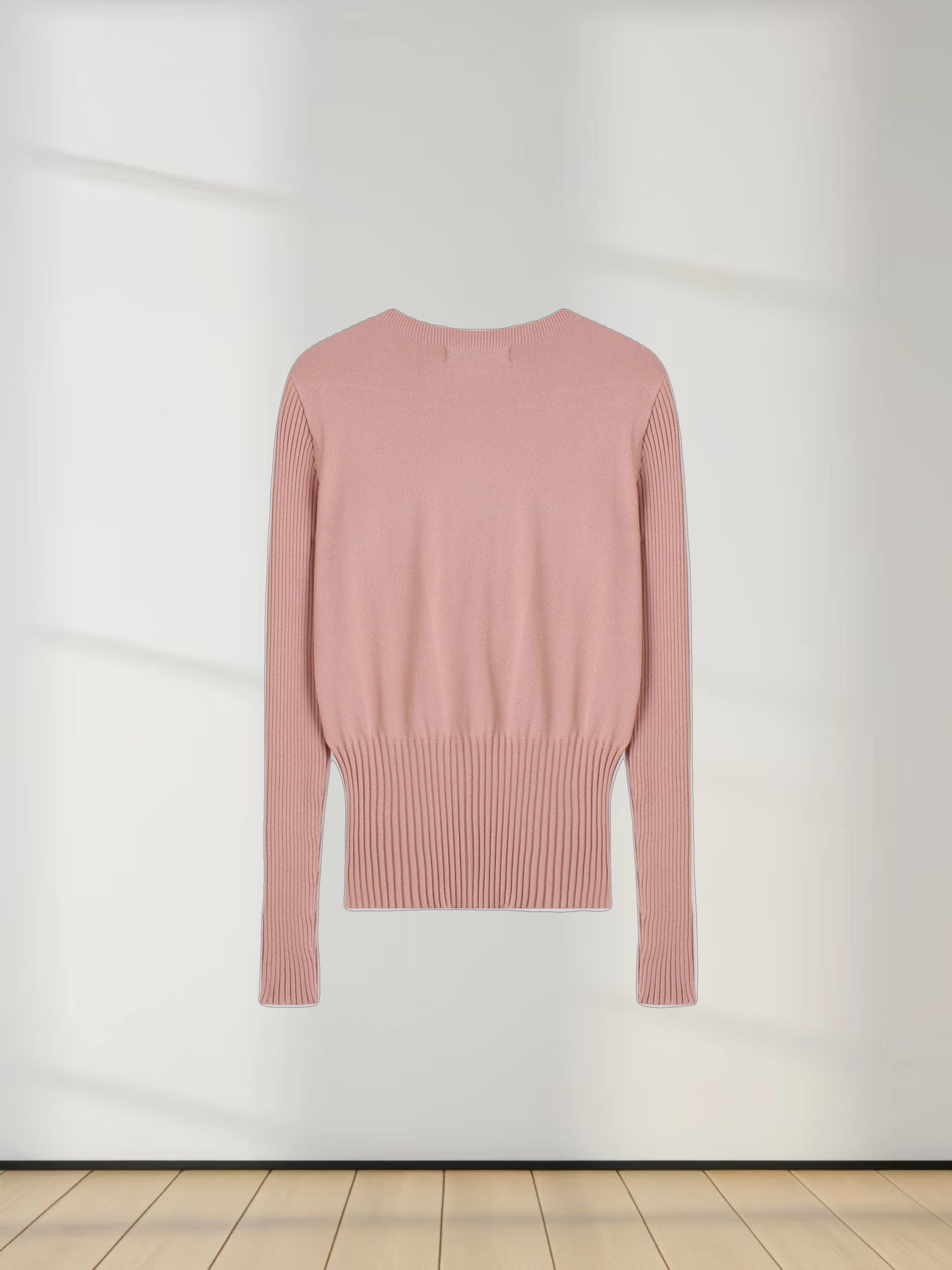 RIBBED WAISTED SWEATER-PEACH