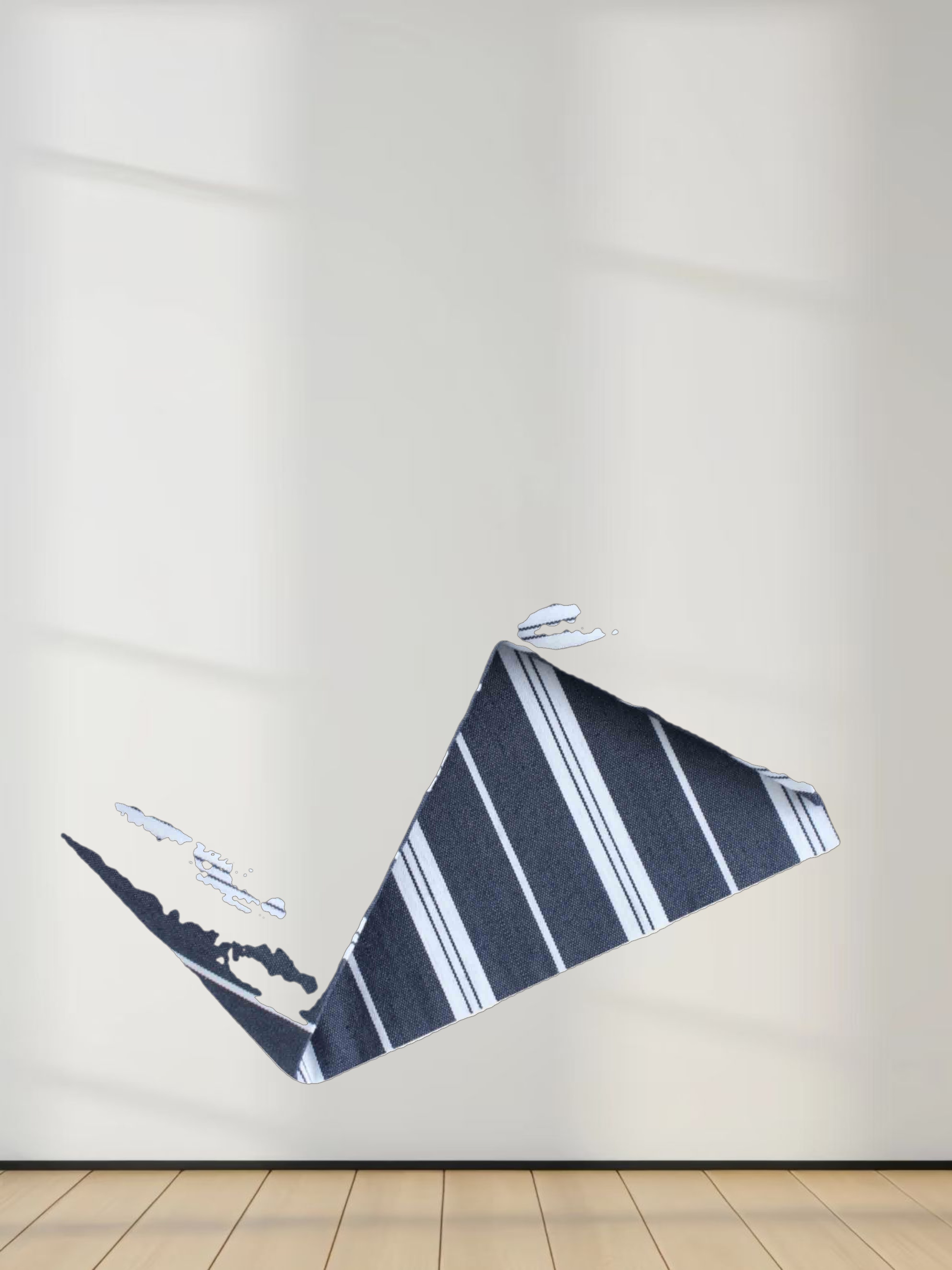 Scalloped Collar Shirtdress-Pinstripe