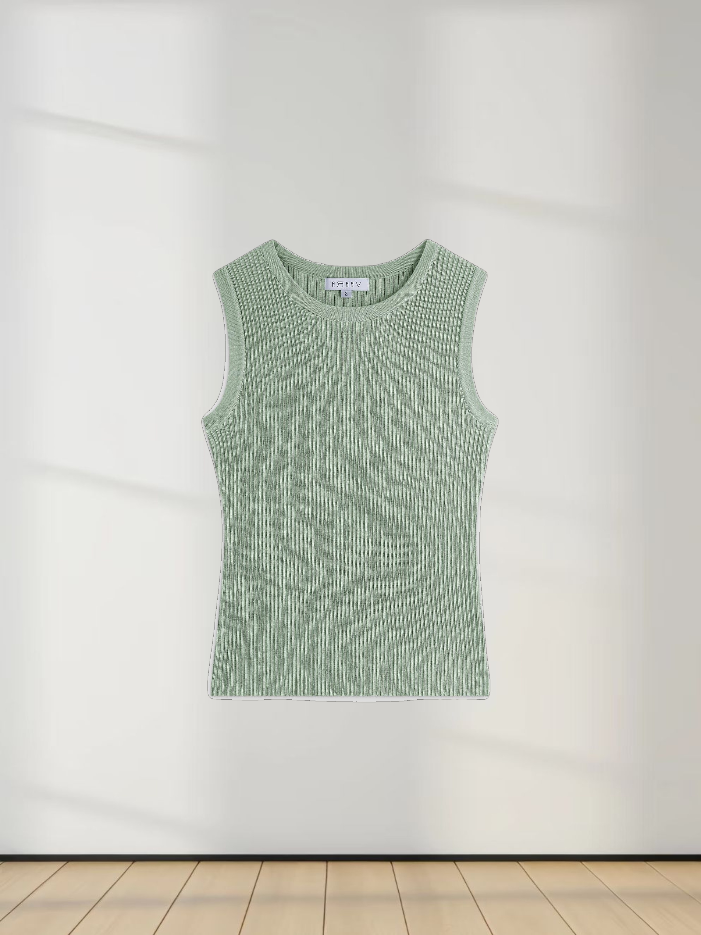 Sleeveless Ribbed Crew-Seafoam