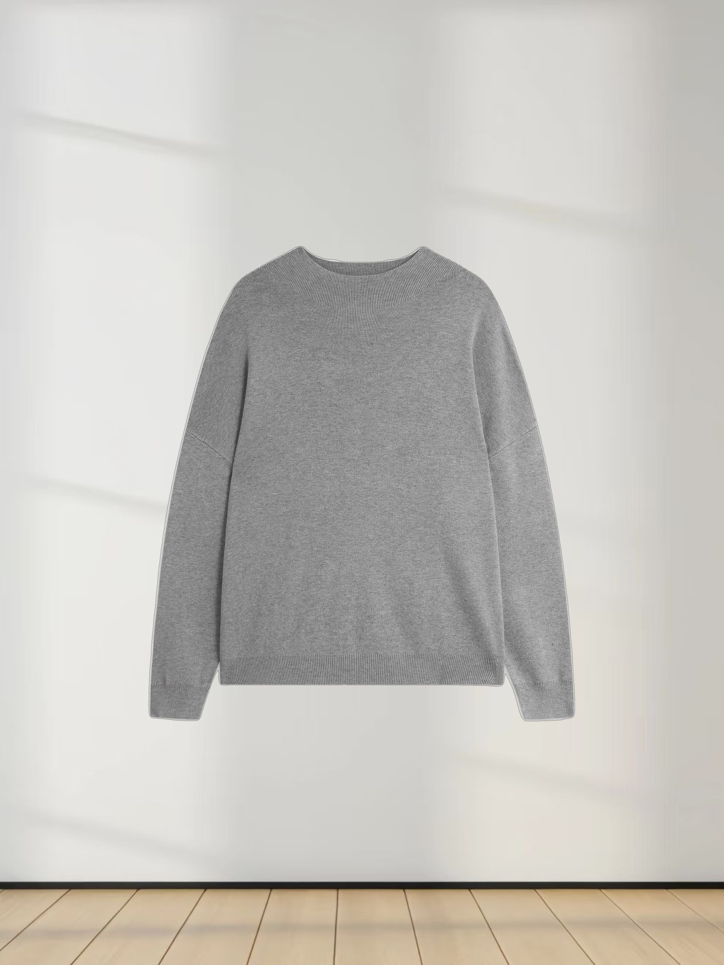 Oversized Soft Knit Sweater-Heathered Grey