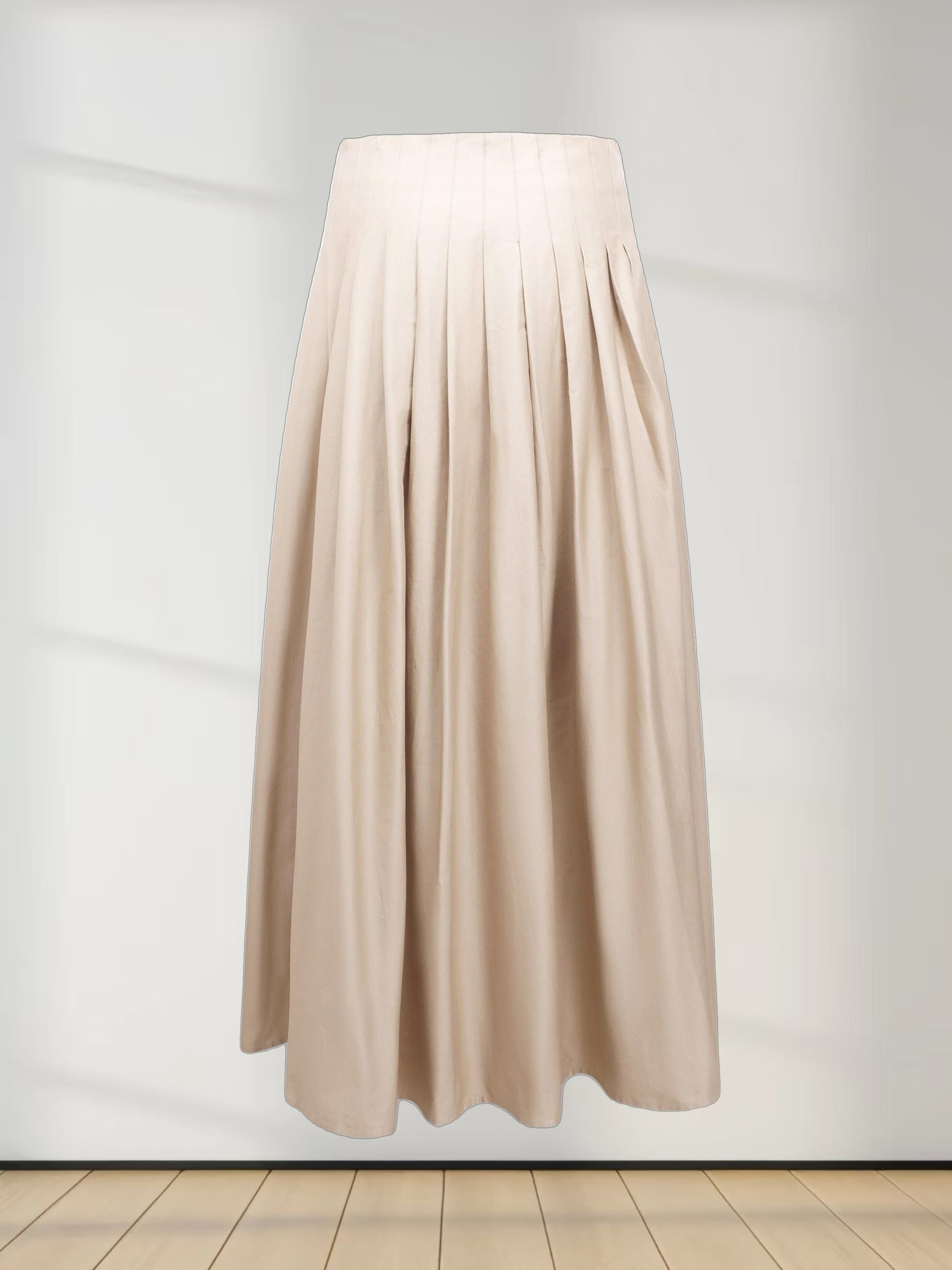Full Pleated Skirt-Tan