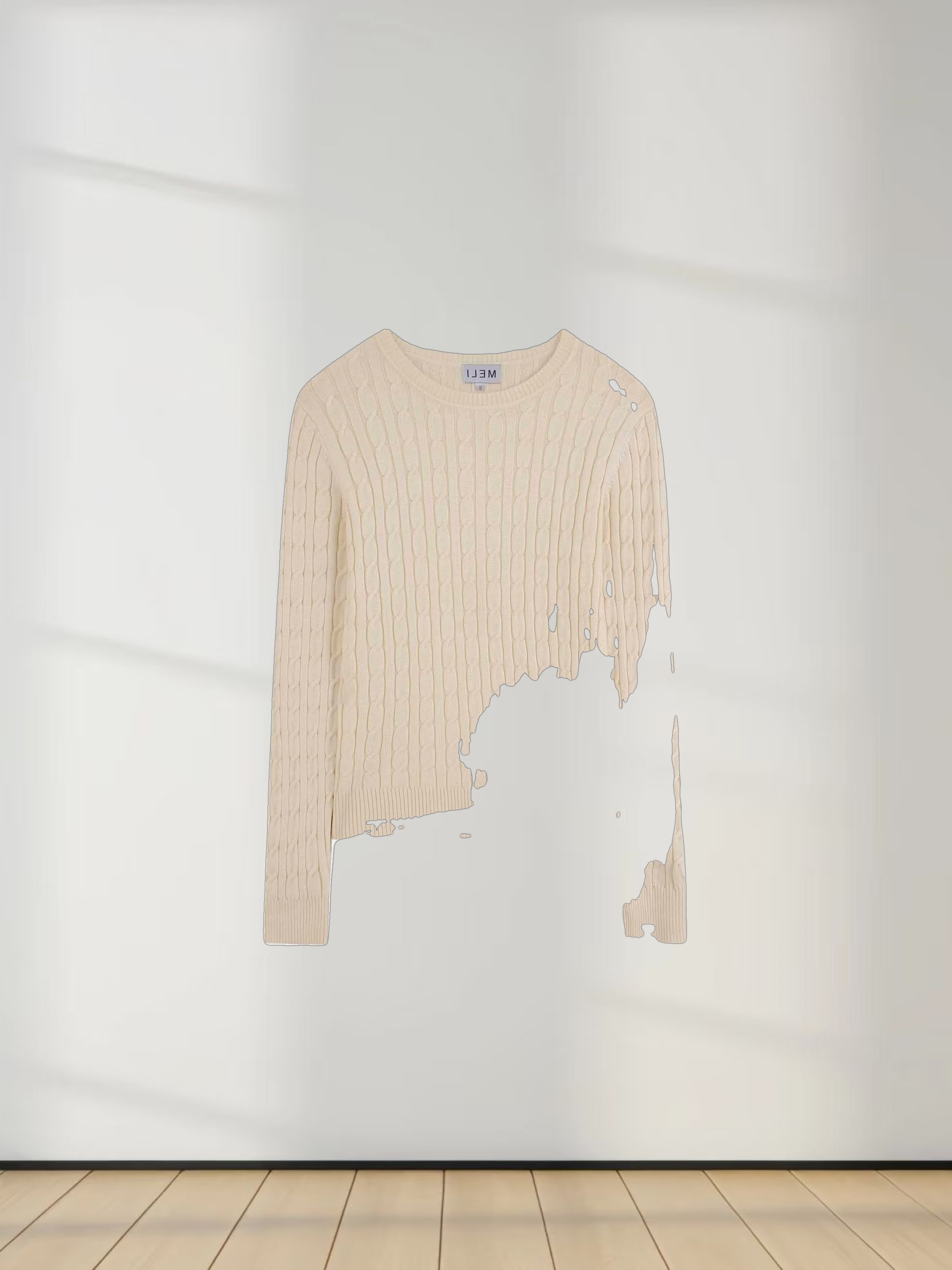 Knit Cable Sweater-Ivory