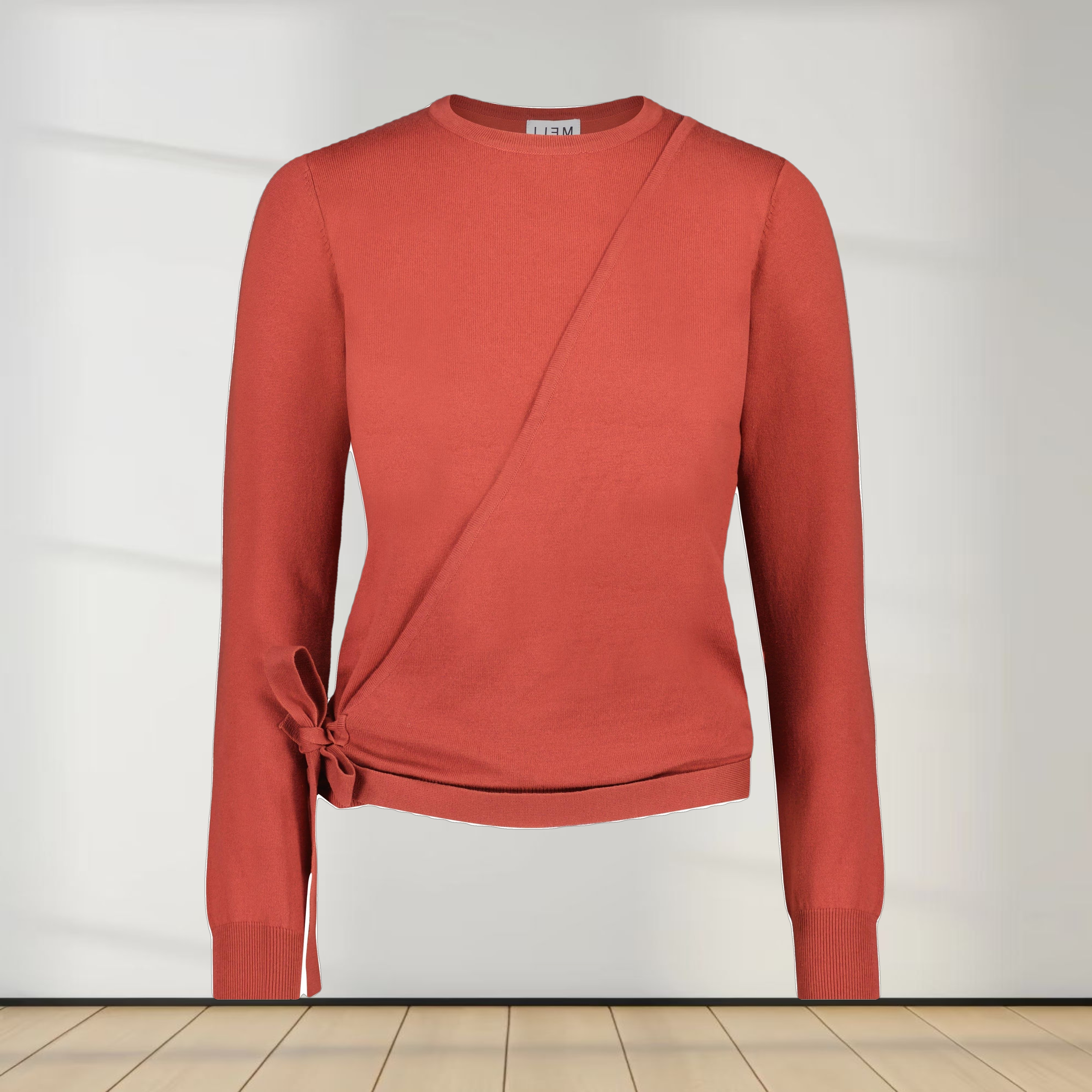 BASIC WRAP SWEATER-RUST