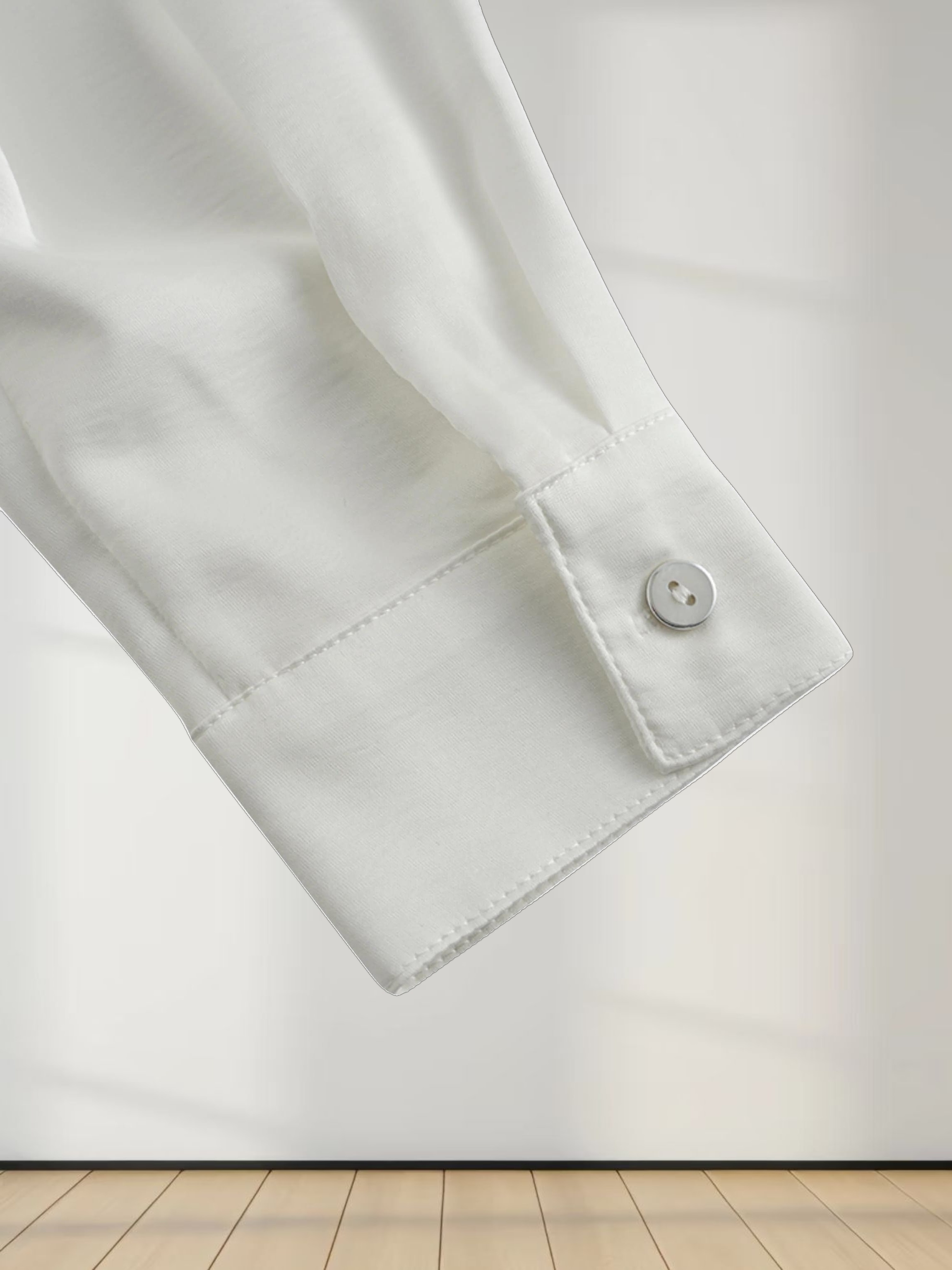 High/Low Faux Satin Crossover Top-White