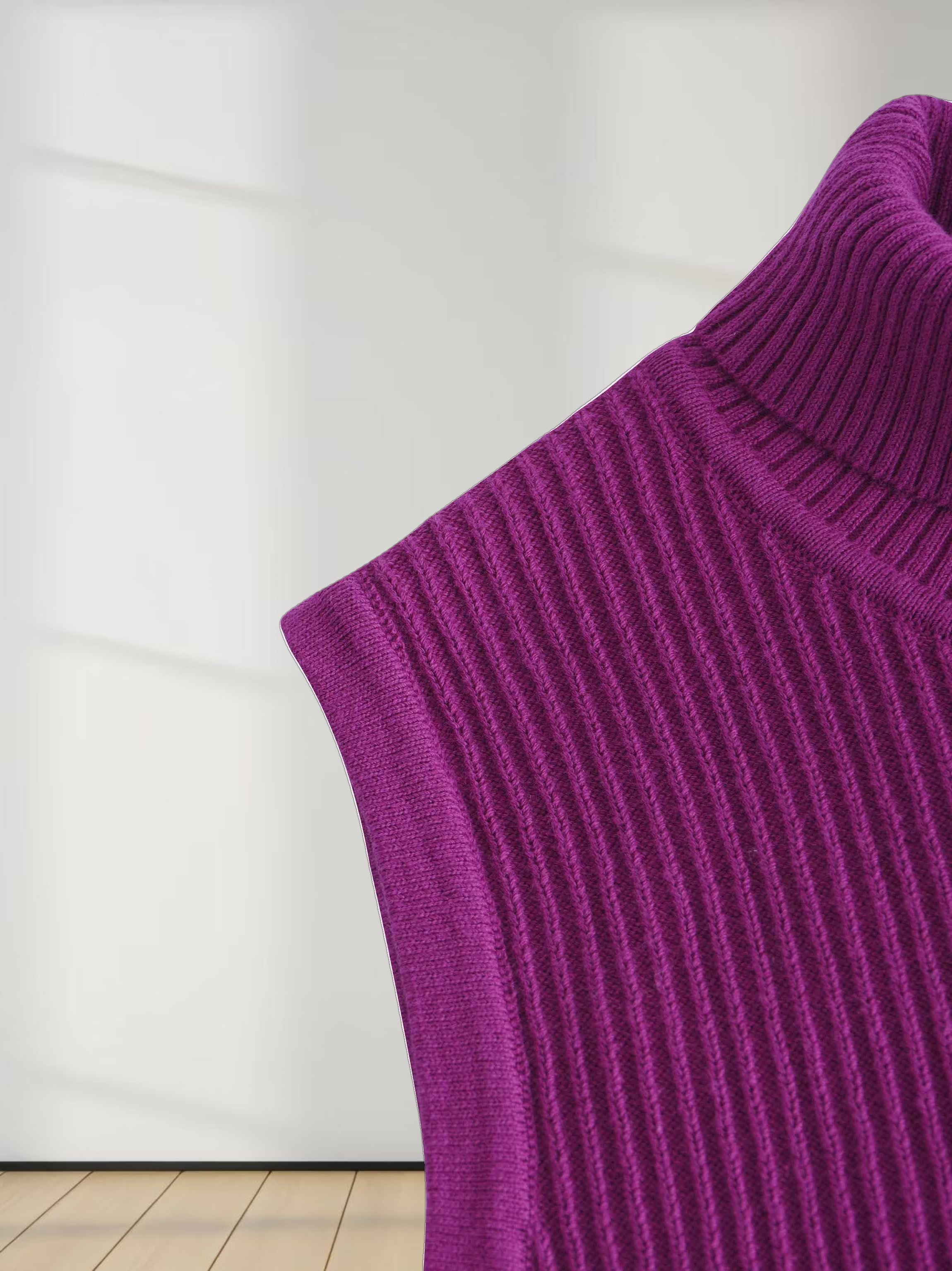 Sleeveless Ribbed Turtleneck-Fuchsia Pink