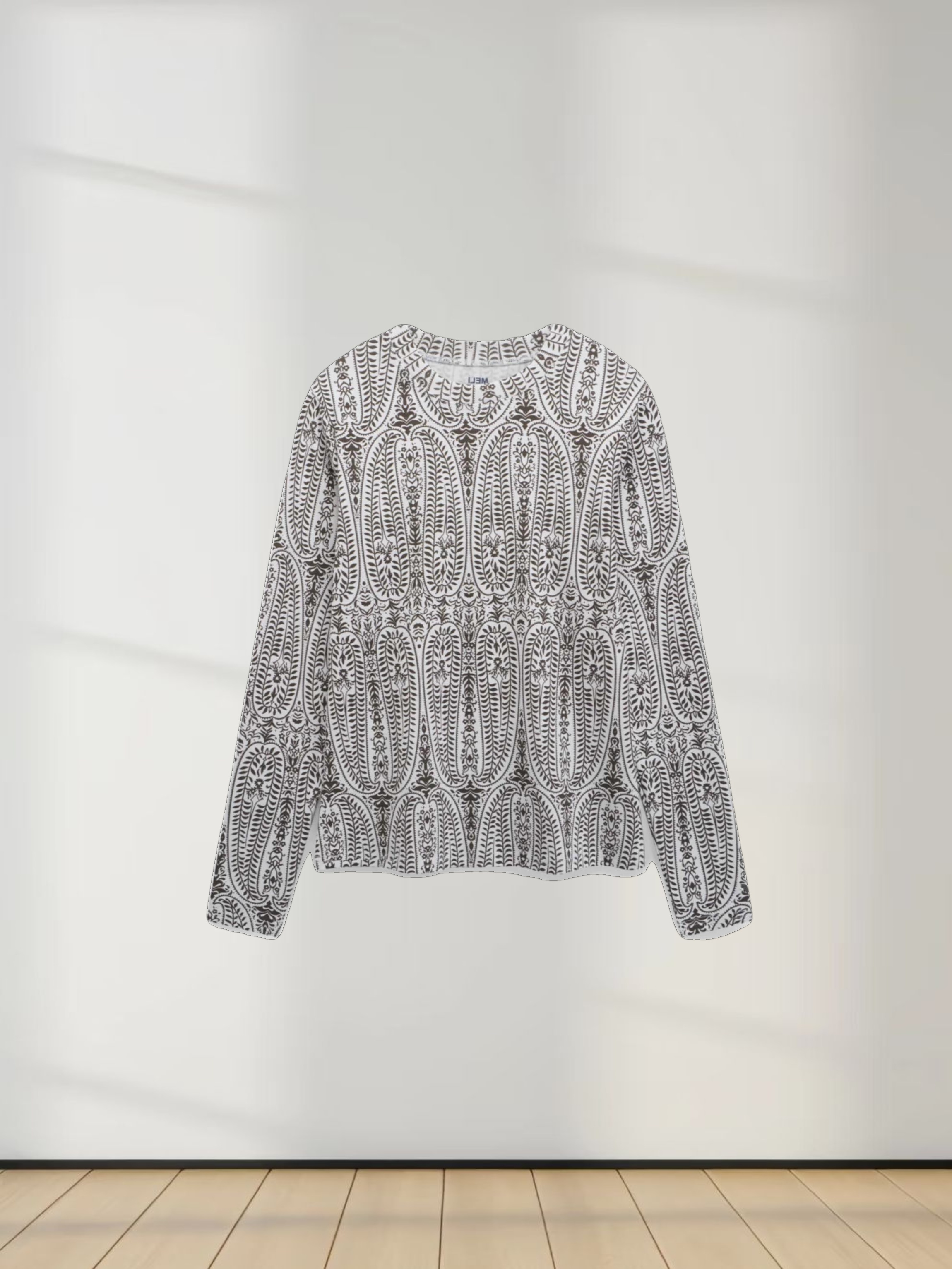 Basic Printed T-shirt-Paisley Vines Brown