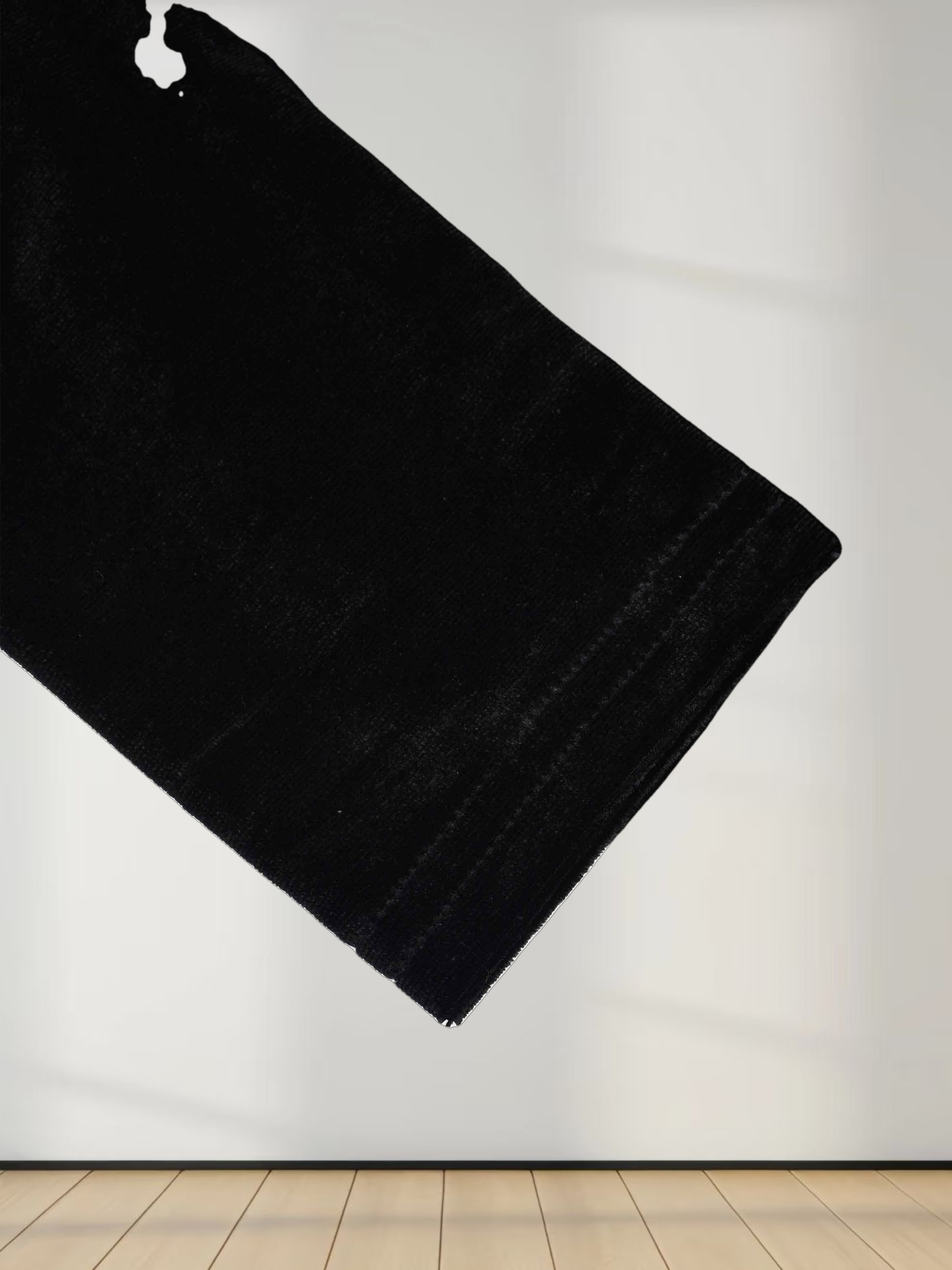 Velour Button Down Crew Cardigan-Black