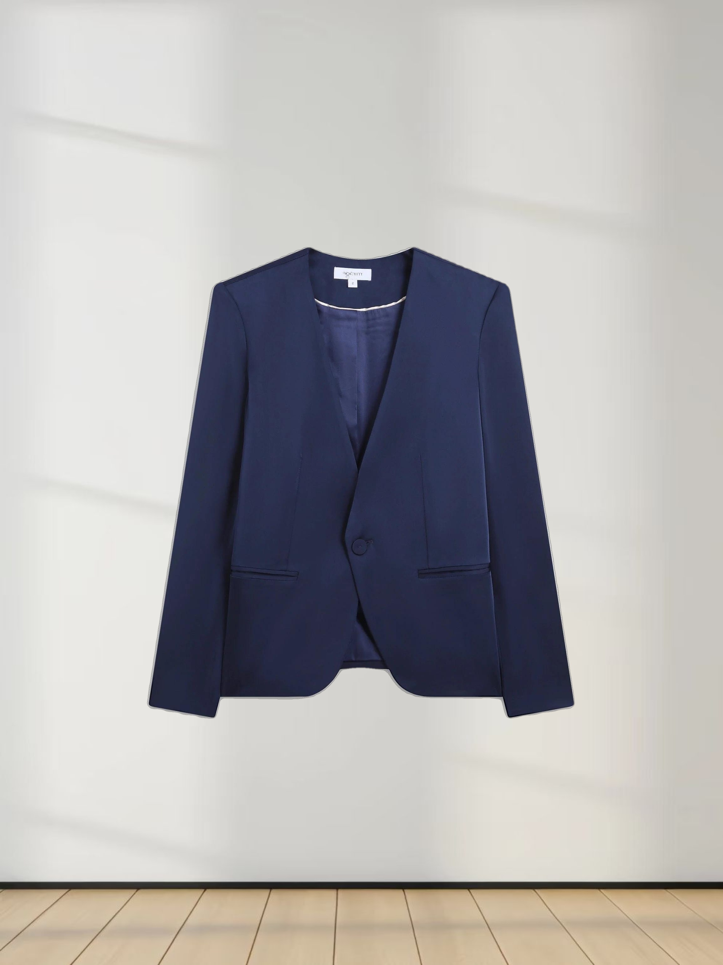 Satin Evening Blazer-Navy