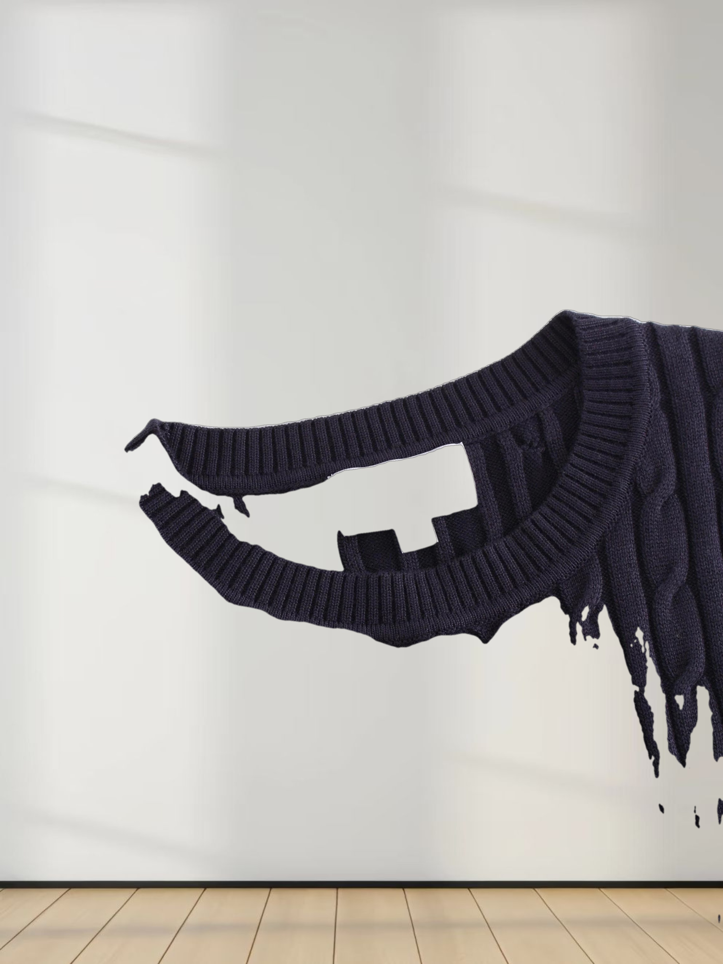 Knit Cable Sweater-Navy