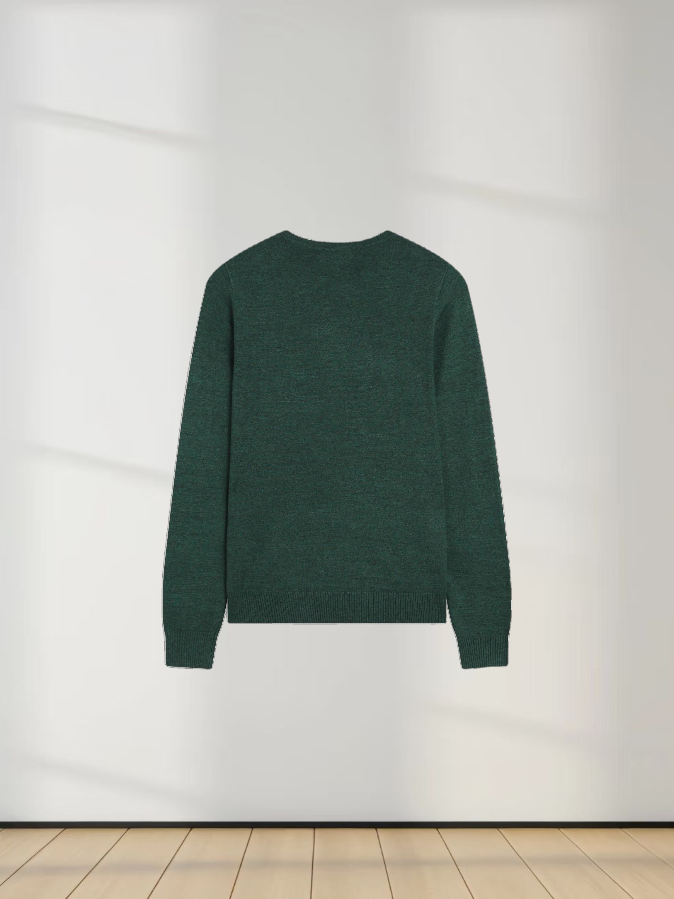 Basic Crew Sweater LS-Heathered Green