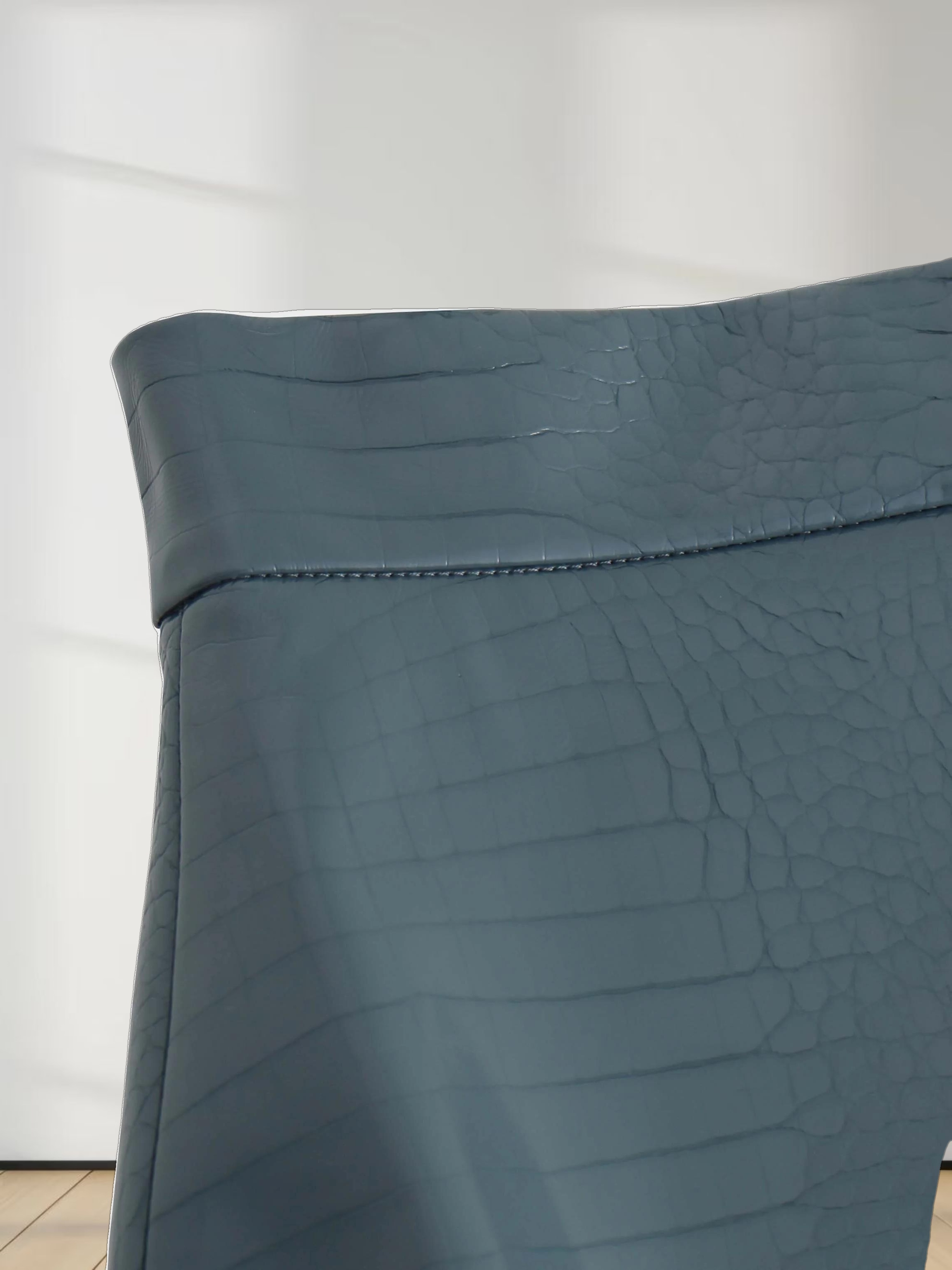 Croc Leather Skirt-Teal